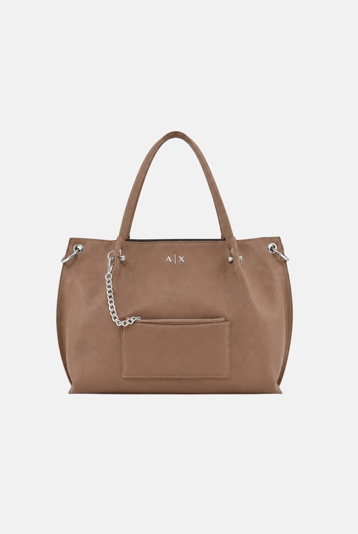 ARMANI EXCHANGE Shopper a mano marionette marrone da donna con doppi manici, tracolla removibile e tasca frontale XW001211AF15625 U6186 ARMANI EXCHANGE