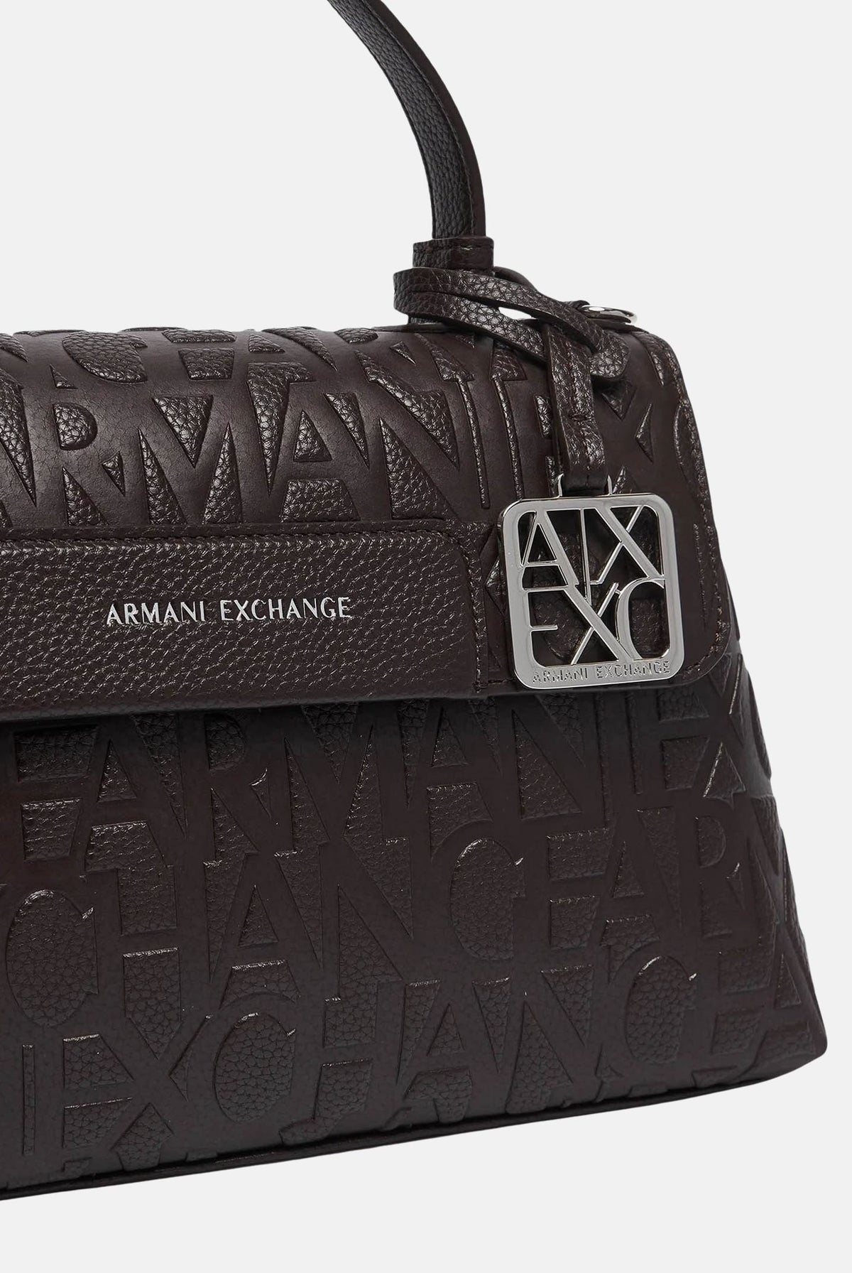 ARMANI EXCHANGE Borsa a mano antagonist-marrone scuro da donna con logo all-over XW001223AF15774 U6032 ARMANI EXCHANGE