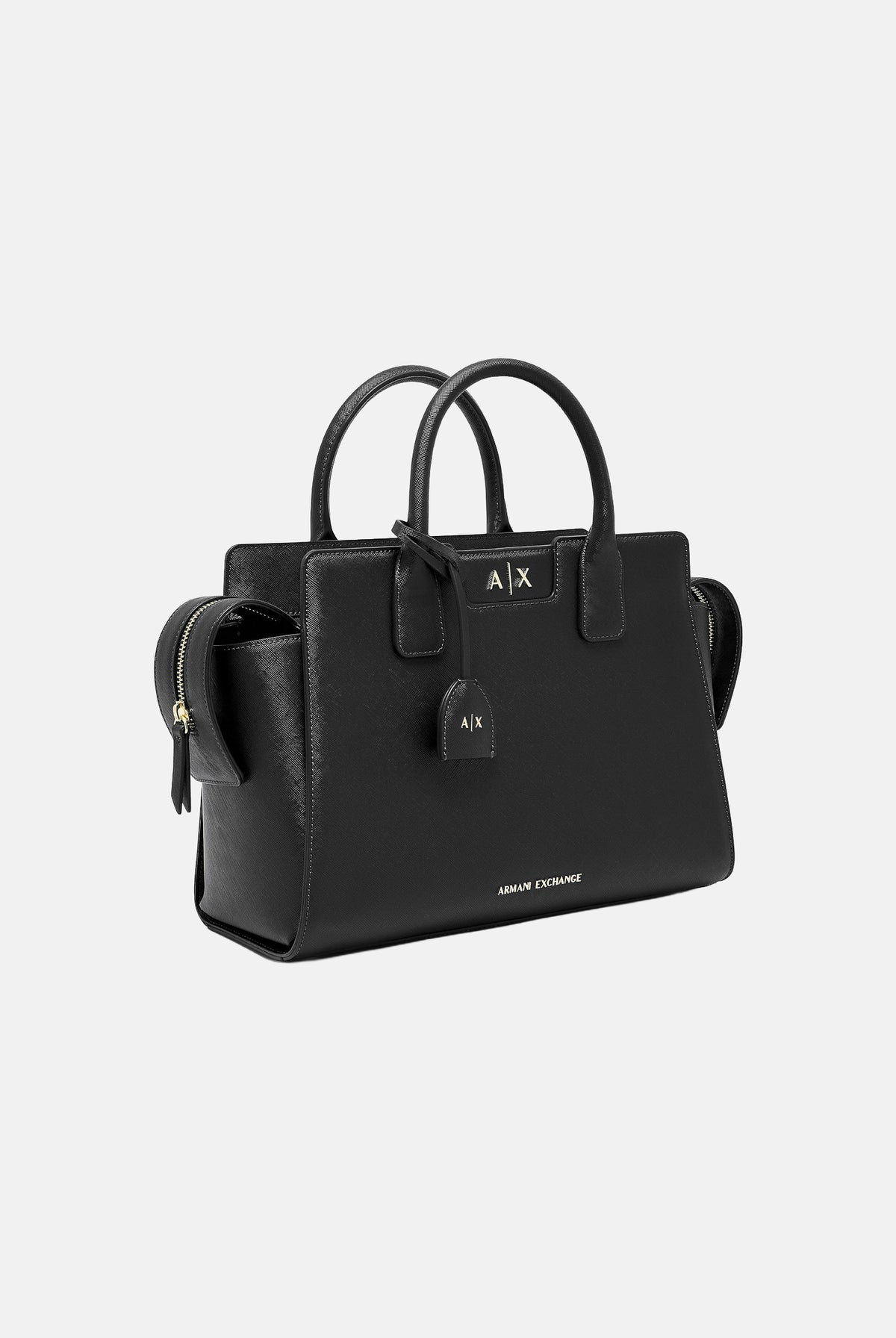 ARMANI EXCHANGE Borsa a mano nero per donna con doppi manici corti e charm pendente. XW002158AF26570 UC001 ARMANI EXCHANGE
