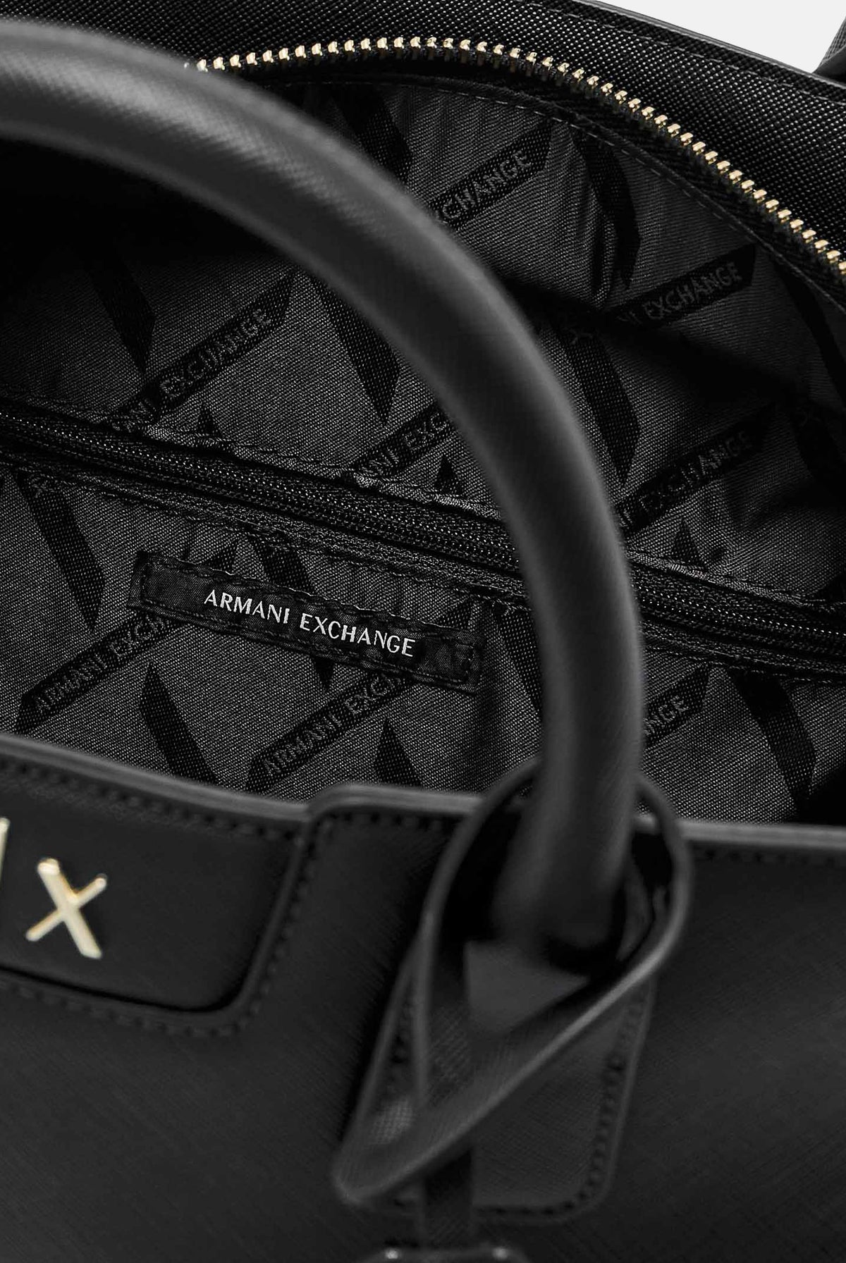 ARMANI EXCHANGE Borsa a mano nero per donna con doppi manici corti e charm pendente. XW002158AF26570 UC001 ARMANI EXCHANGE