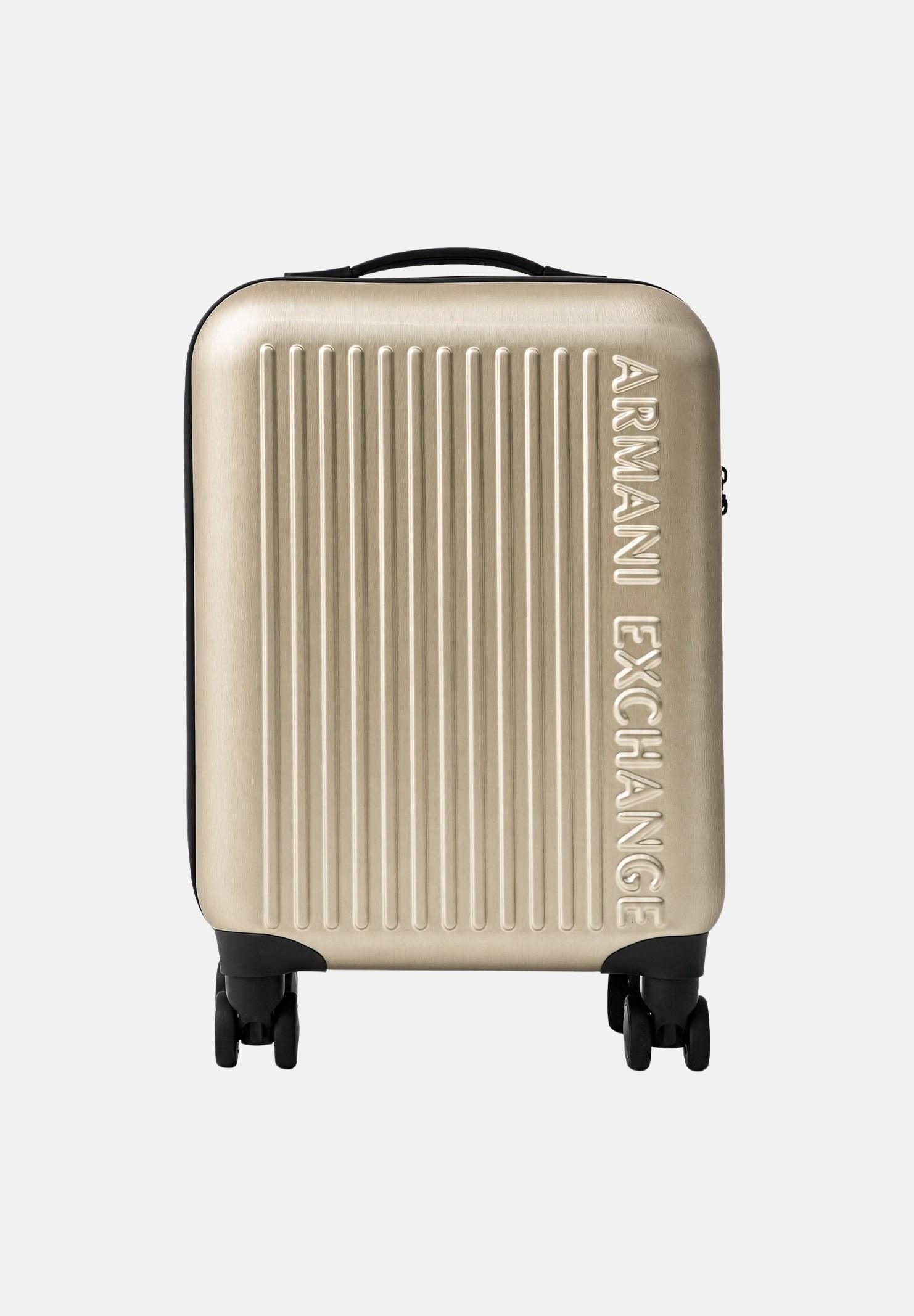 ARMANI EXCHANGE Trolley gold-oro da donna con superficie scanalata rigida e ruote multidirezionali XW002233AF30338 F1020 ARMANI EXCHANGE