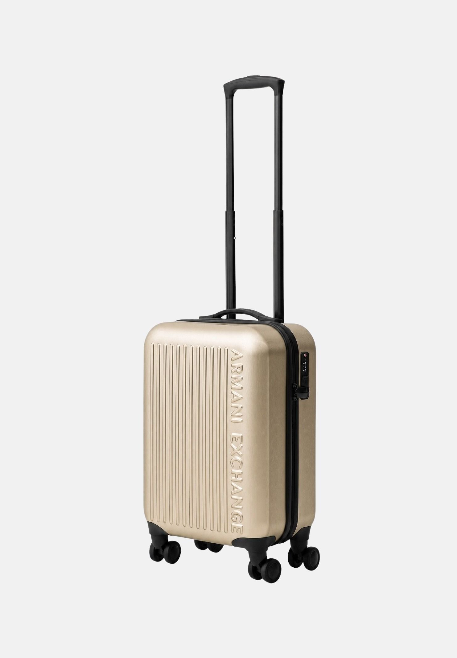 ARMANI EXCHANGE Trolley gold-oro da donna con superficie scanalata rigida e ruote multidirezionali XW002233AF30338 F1020 ARMANI EXCHANGE