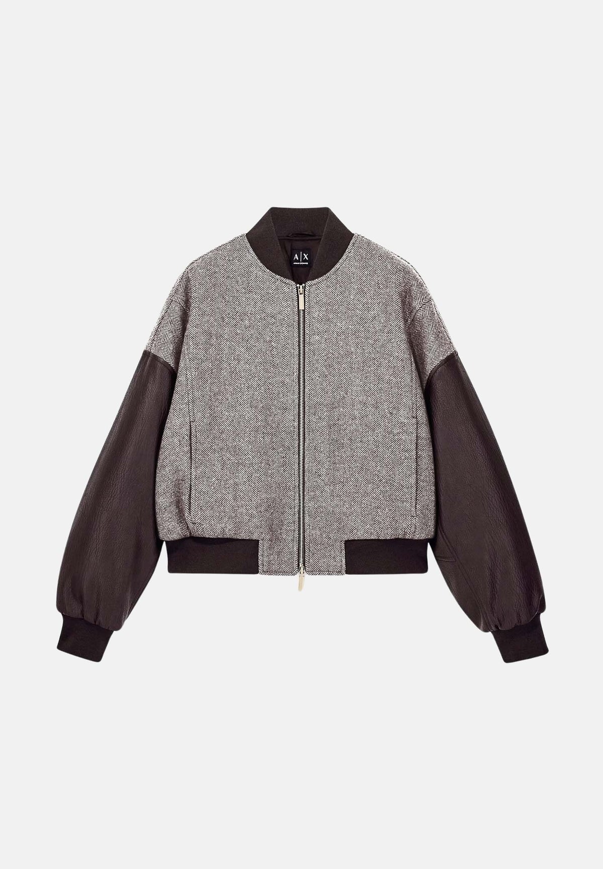 ARMANI EXCHANGE Bomber antagonist-grigio per donna con maniche in ecopelle e chiusura a zip. XW002450AF26075 F6044 ARMANI EXCHANGE