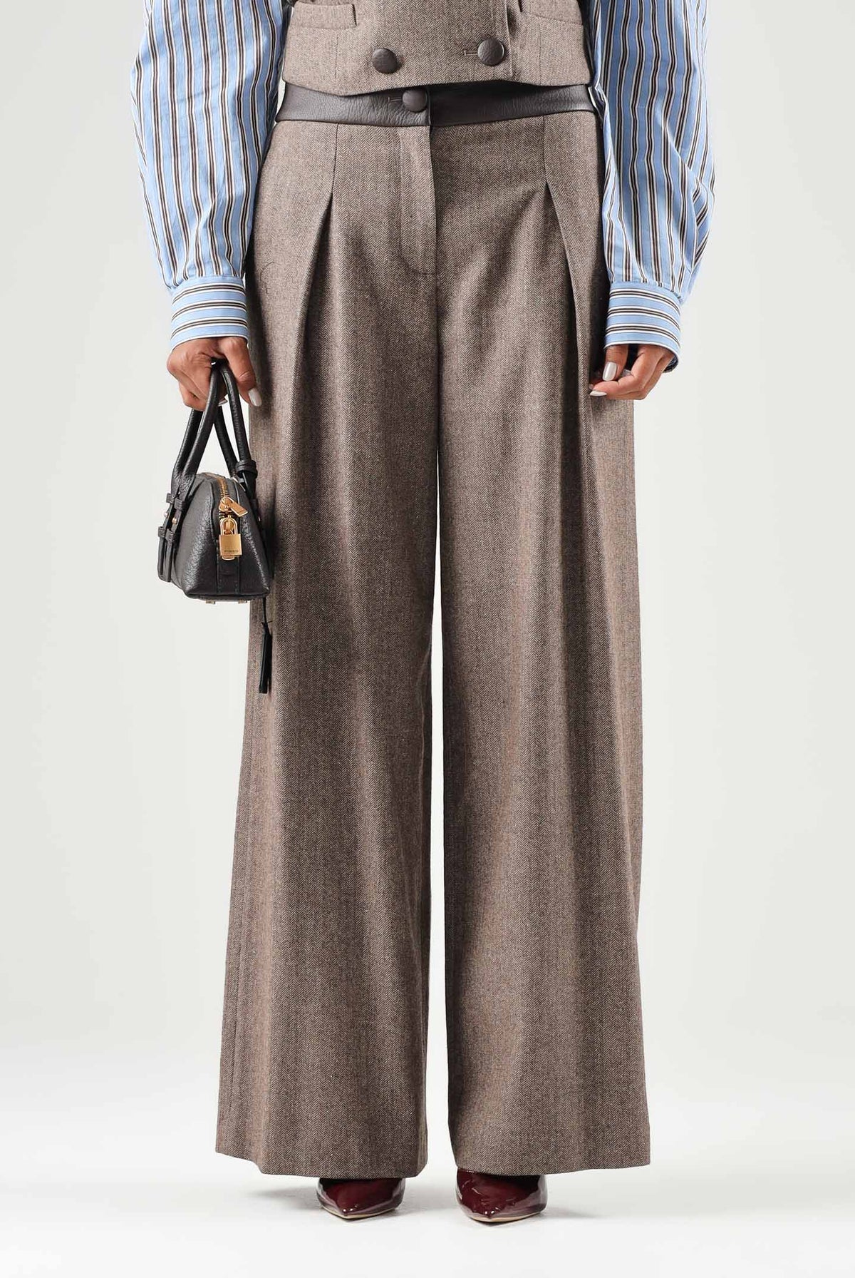 ARMANI EXCHANGE Pantaloni sartoriali antagonist-grigi per donna con pince e vita alta. XW002479AF26078 F6044 ARMANI EXCHANGE