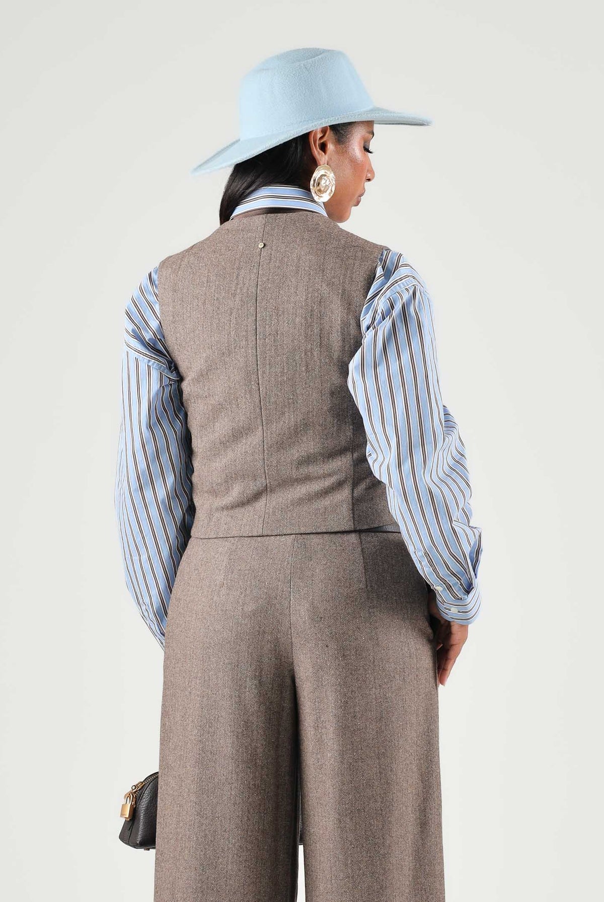 ARMANI EXCHANGE Gilet sartoriale antagonist-grigio da donna con scollo a V e doppiopetto. XW002509AF26078 F6044 ARMANI EXCHANGE