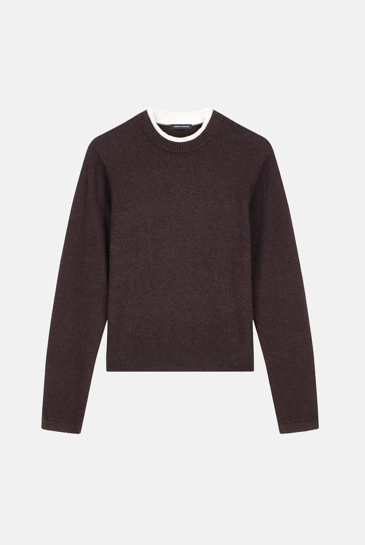 ARMANI EXCHANGE Maglione girocollo ANTAGONIST marrone per donna bordi a contrasto. XW002632AF25935 U6032 ARMANI EXCHANGE