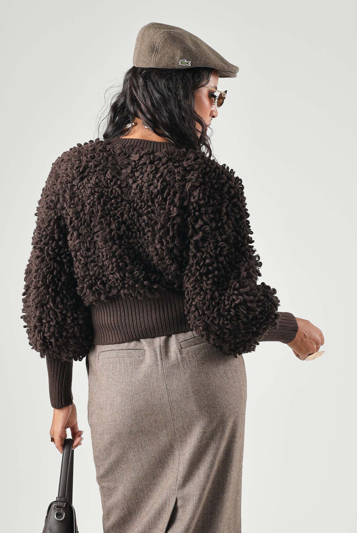 ARMANI EXCHANGE Bomber in maglia effetto bouclé antagonist-marrone da donna con chiusura frontale con zip XW002649AF25941 U6032 ARMANI EXCHANGE