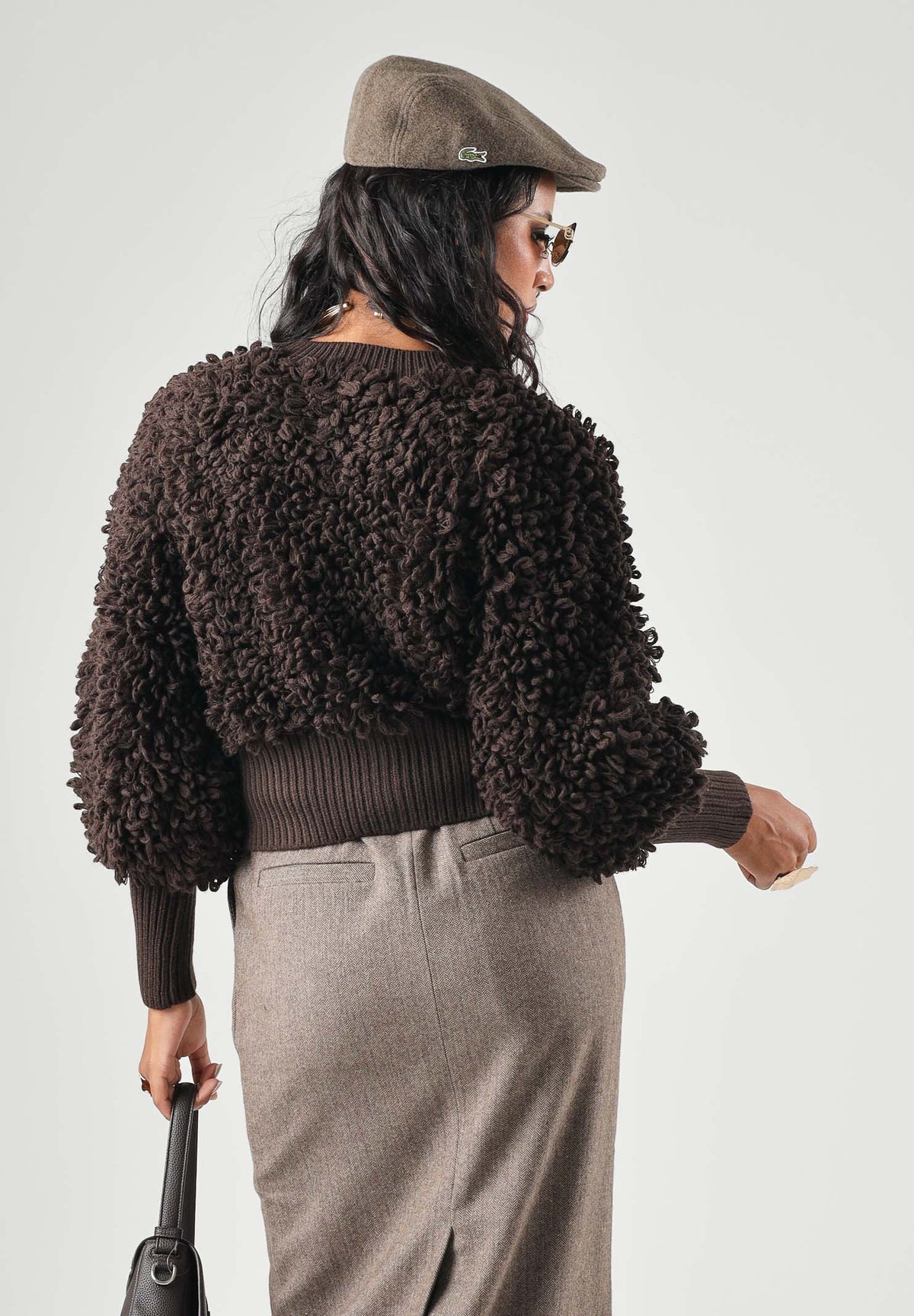ARMANI EXCHANGE Bomber in maglia effetto bouclé antagonist-marrone da donna con chiusura frontale con zip XW002649AF25941 U6032 ARMANI EXCHANGE