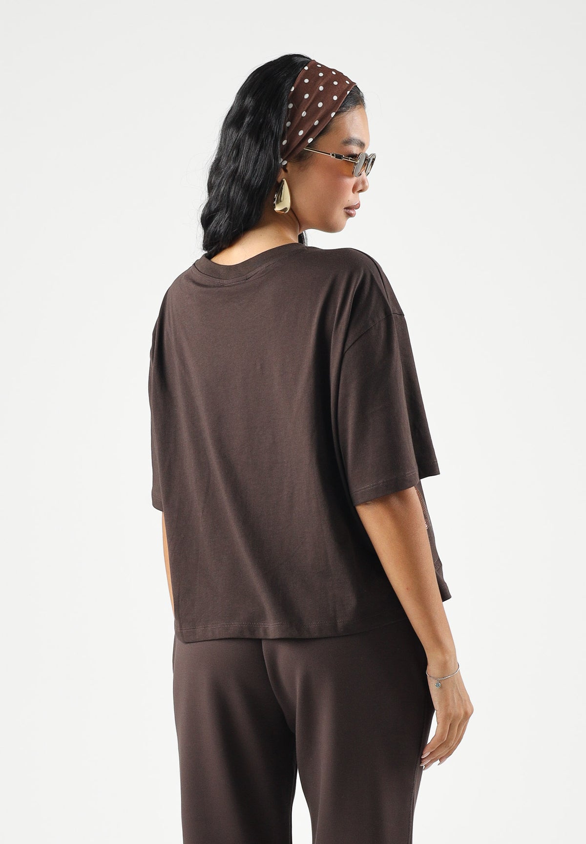 ARMANI EXCHANGE T-shirt manica corta antagonist-marrone per donna con girocollo e stampa grafica sfumata sul fondo. XW002779AF10356 U6032 ARMANI EXCHANGE
