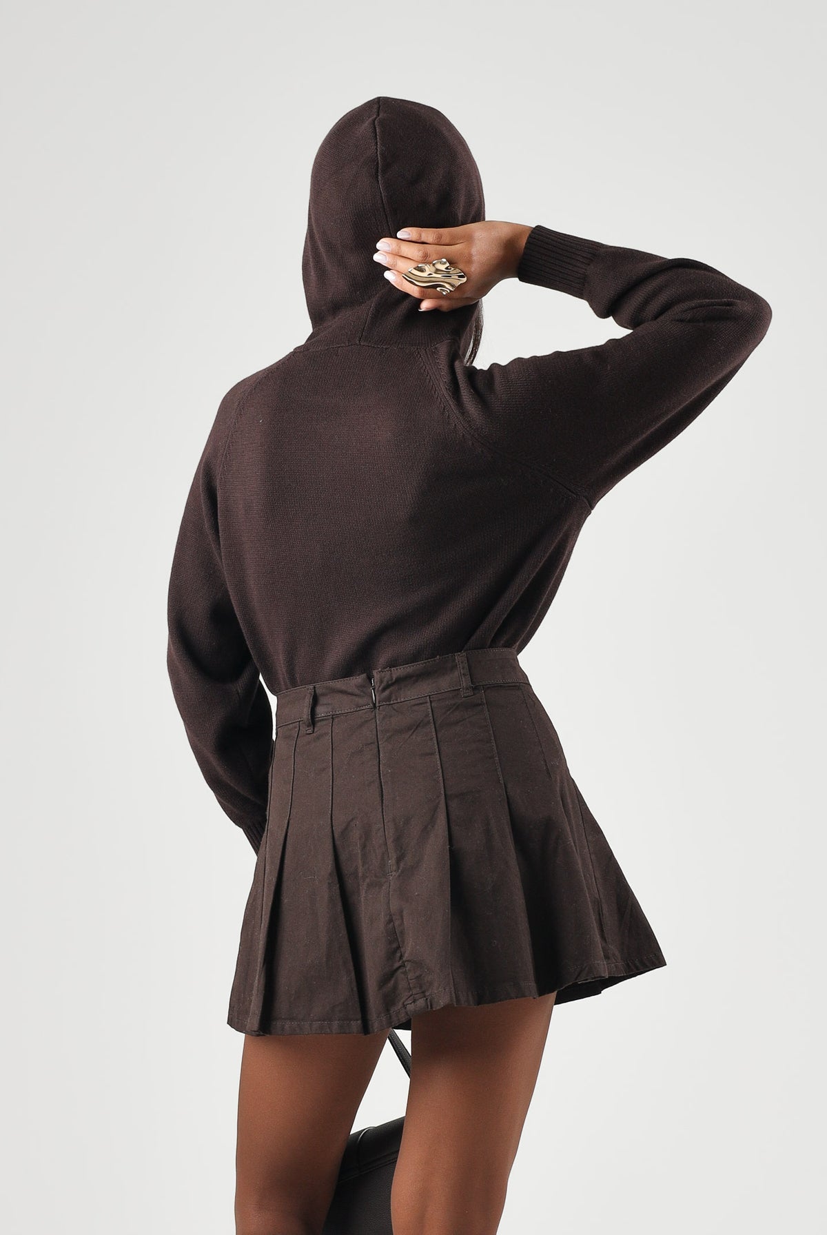 ARMANI EXCHANGE Felpa con cappuccio antagonist-marrone per donna con coulisse e logo circolare sul petto. XW002879AF16552 U6032 ARMANI EXCHANGE