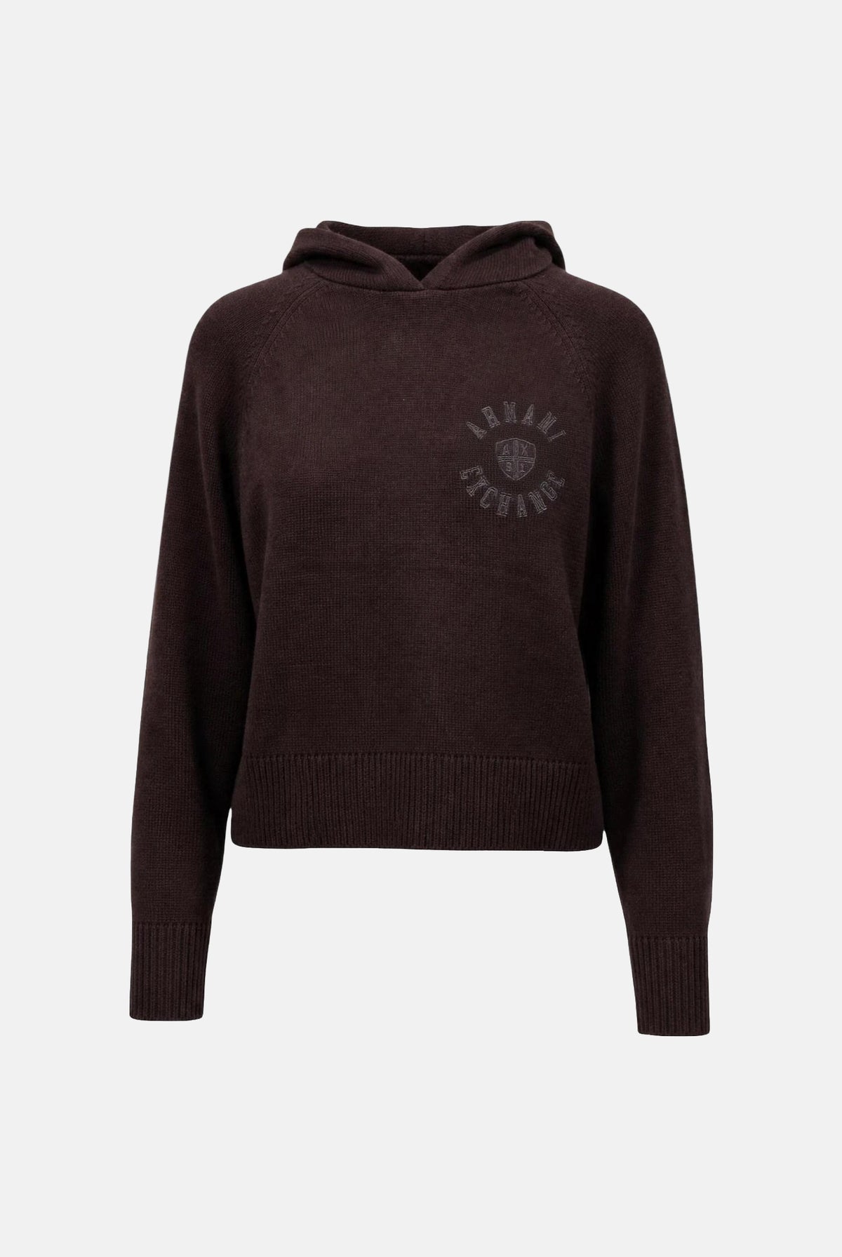 ARMANI EXCHANGE Felpa con cappuccio antagonist-marrone per donna con coulisse e logo circolare sul petto. XW002879AF16552 U6032 ARMANI EXCHANGE
