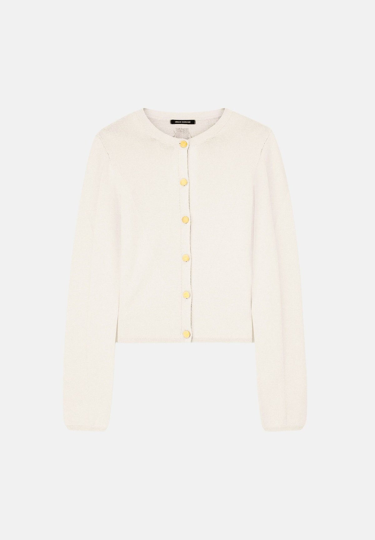 ARMANI EXCHANGE Cardigan corto REPERTOIRE bianco-beige da donna con scollo rotondo e bottoni decorativi. XW002883AF10352 U1039 ARMANI EXCHANGE