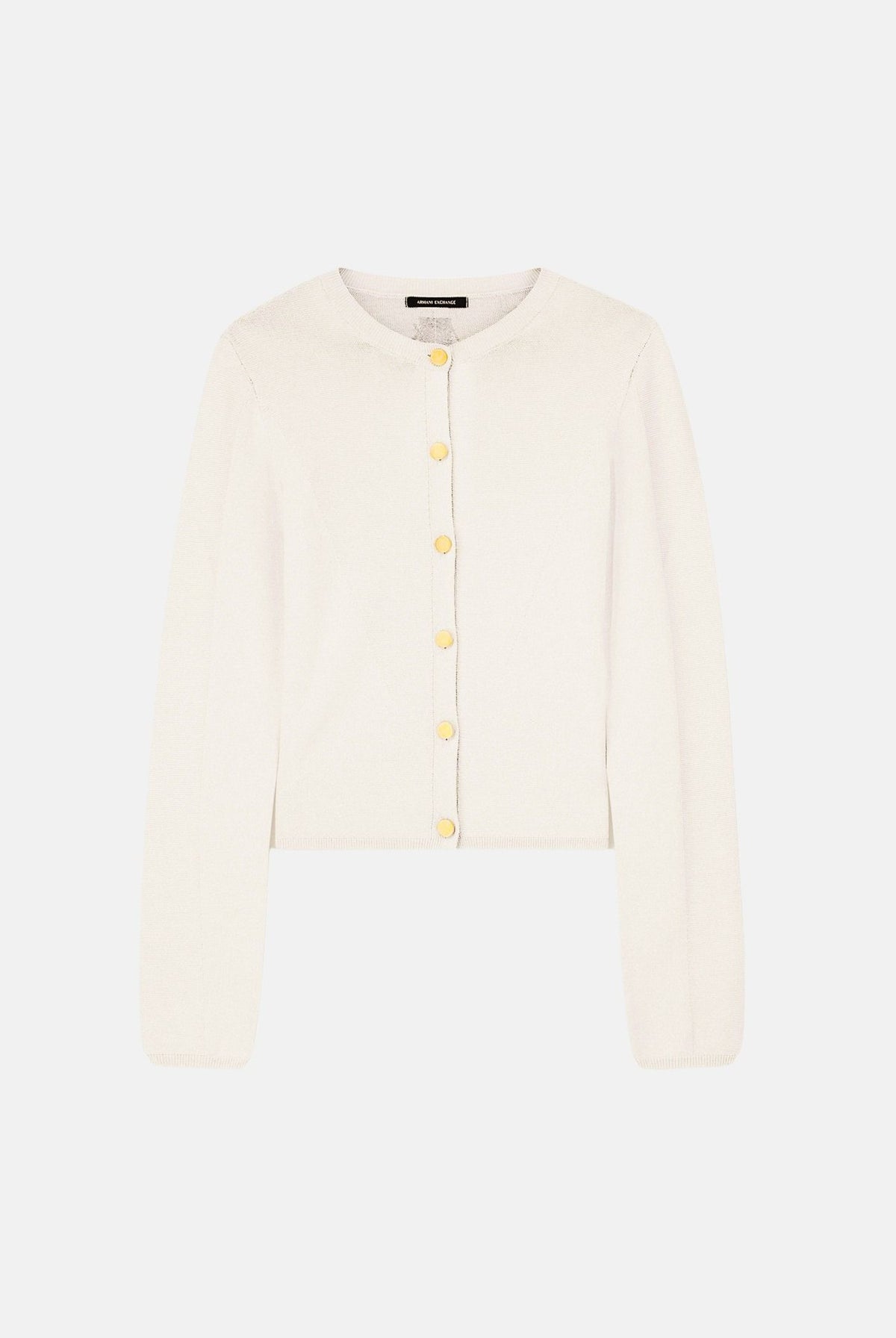 ARMANI EXCHANGE Cardigan corto REPERTOIRE bianco-beige da donna con scollo rotondo e bottoni decorativi. XW002883AF10352 U1039 ARMANI EXCHANGE