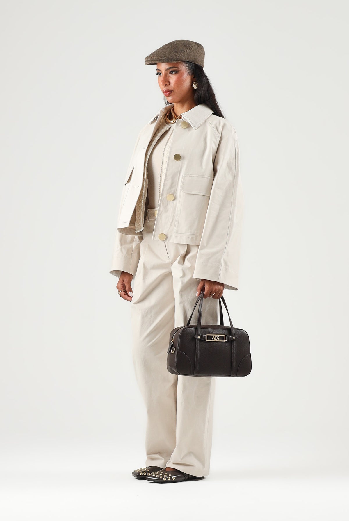 ARMANI EXCHANGE Giacca corta bianca da donna con colletto a camicia e tasche applicate. XW002930AF26077 U1039 ARMANI EXCHANGE