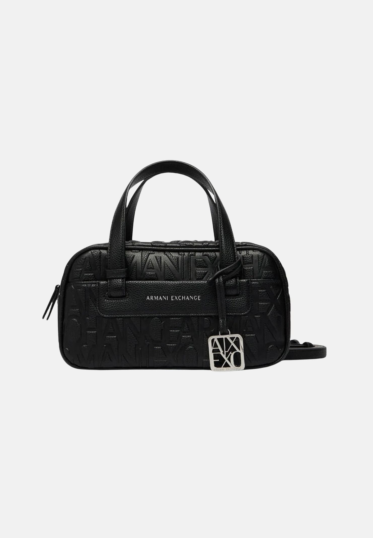 ARMANI EXCHANGE Borsa a mano nera da donna con stampa logo all-over e charm pendente XW002984AF15774 UC001 ARMANI EXCHANGE
