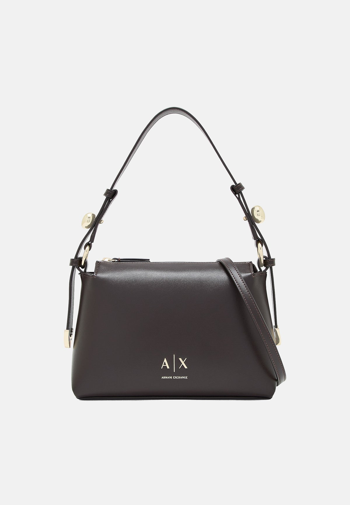 ARMANI EXCHANGE Borsa a spalla antagonist-marrone per donna con manico regolabile e dettagli metallici. XW002990AF26452 U6032 ARMANI EXCHANGE