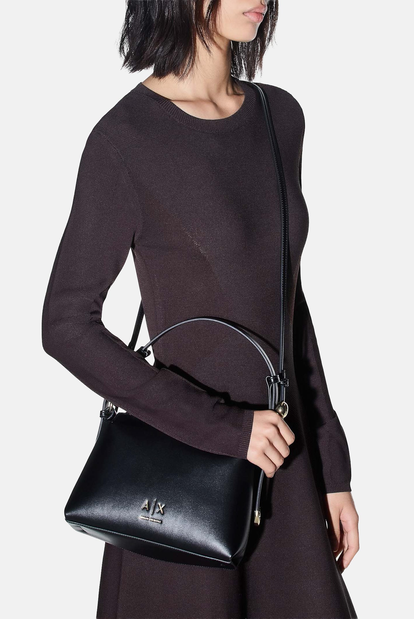 ARMANI EXCHANGE Borsa a spalla nera per donna con manico regolabile e dettagli metallici. XW002990AF26452 UC001 ARMANI EXCHANGE