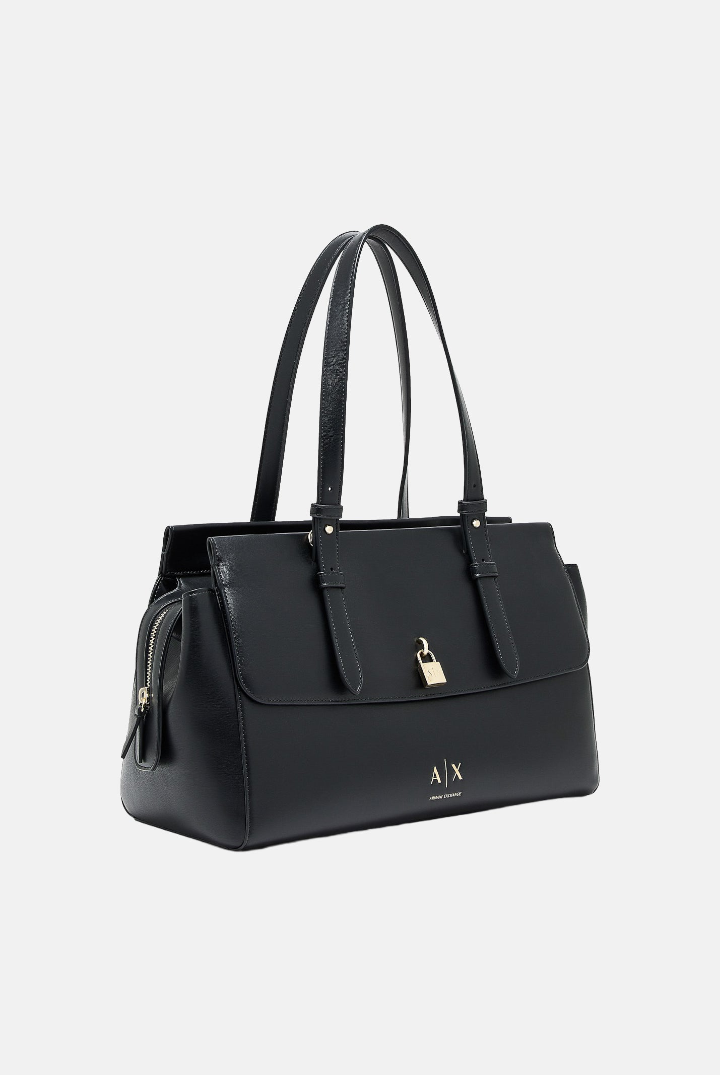ARMANI EXCHANGE Borsa a mano nero per donna con patta frontale e chiusura con lucchetto decorativo. XW003020AF28605 UC001 ARMANI EXCHANGE