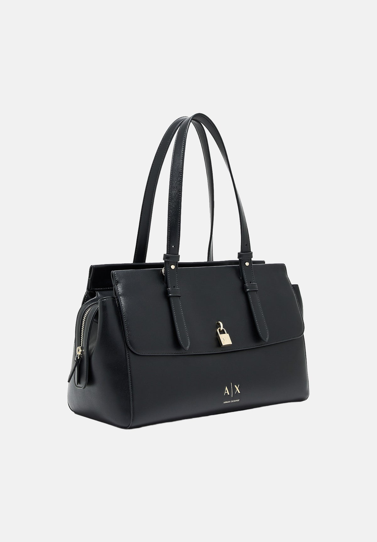 ARMANI EXCHANGE Borsa a mano nero per donna con patta frontale e chiusura con lucchetto decorativo. XW003020AF28605 UC001 ARMANI EXCHANGE