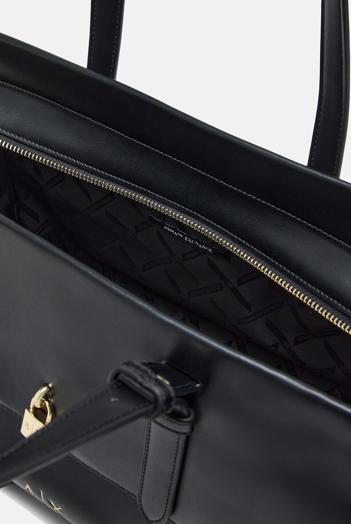 ARMANI EXCHANGE Borsa a mano nero per donna con patta frontale e chiusura con lucchetto decorativo. XW003020AF28605 UC001 ARMANI EXCHANGE
