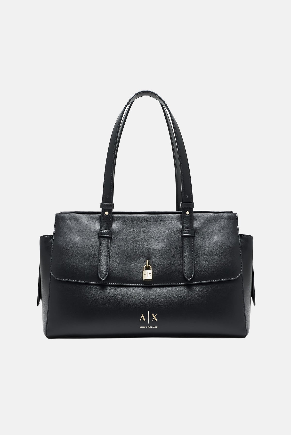 ARMANI EXCHANGE Borsa a mano nero per donna con patta frontale e chiusura con lucchetto decorativo. XW003020AF28605 UC001 ARMANI EXCHANGE