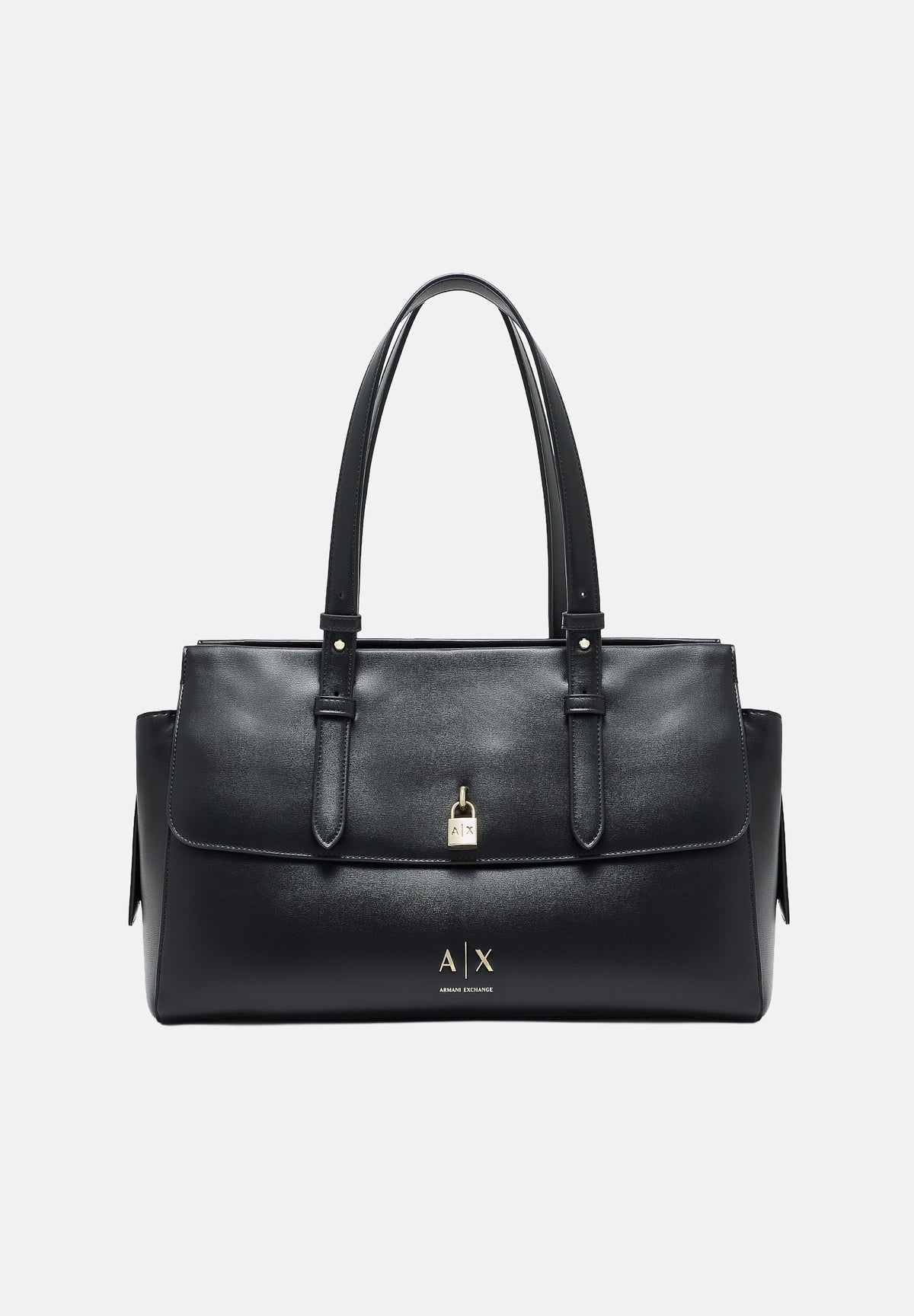 ARMANI EXCHANGE Borsa a mano nero per donna con patta frontale e chiusura con lucchetto decorativo. XW003020AF28605 UC001 ARMANI EXCHANGE