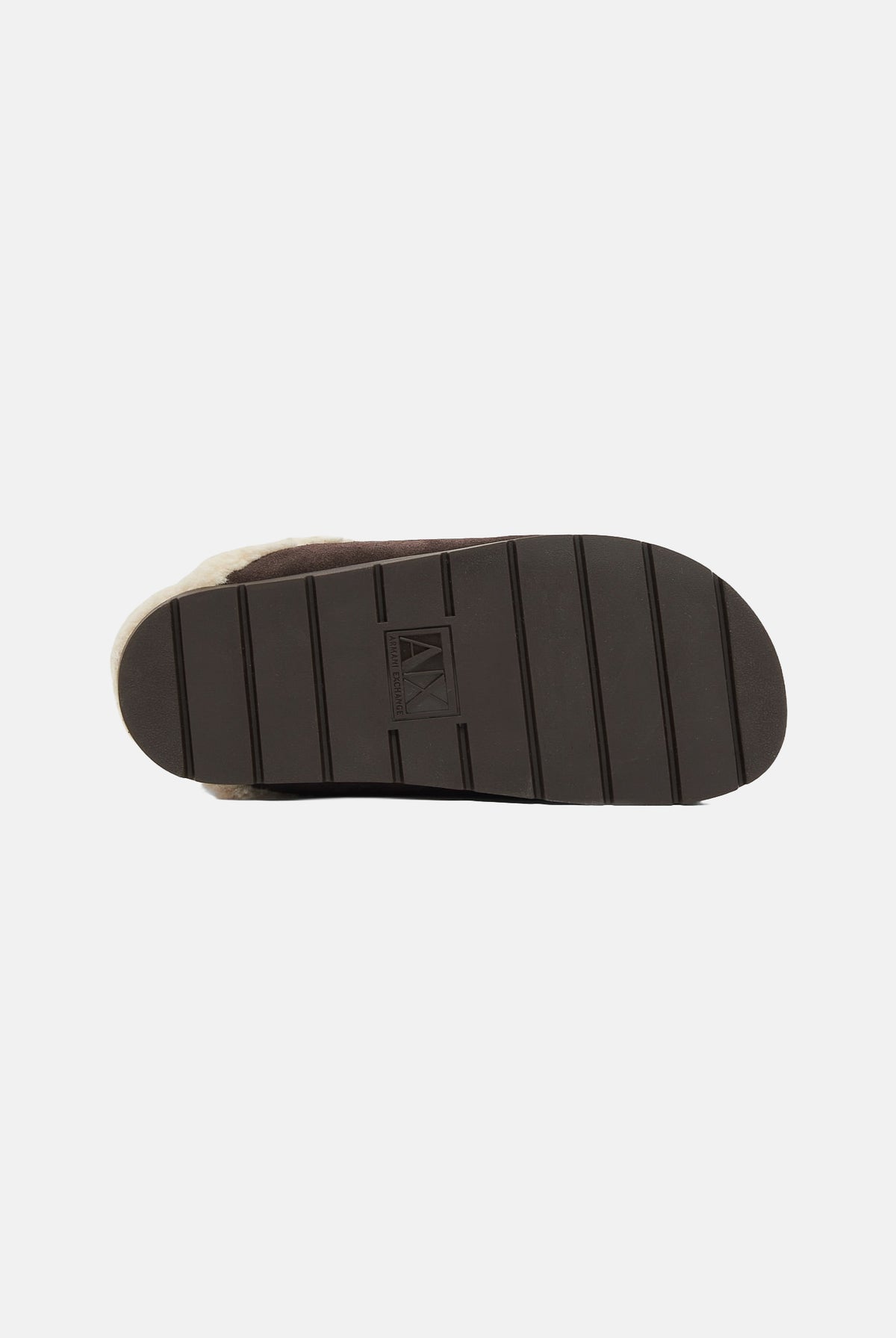 ARMANI EXCHANGE Ciabatta antagonist-marrone per donna con interno in pelliccia sintetica e fibbia logata. XW003096AF27450 M6444 ARMANI EXCHANGE