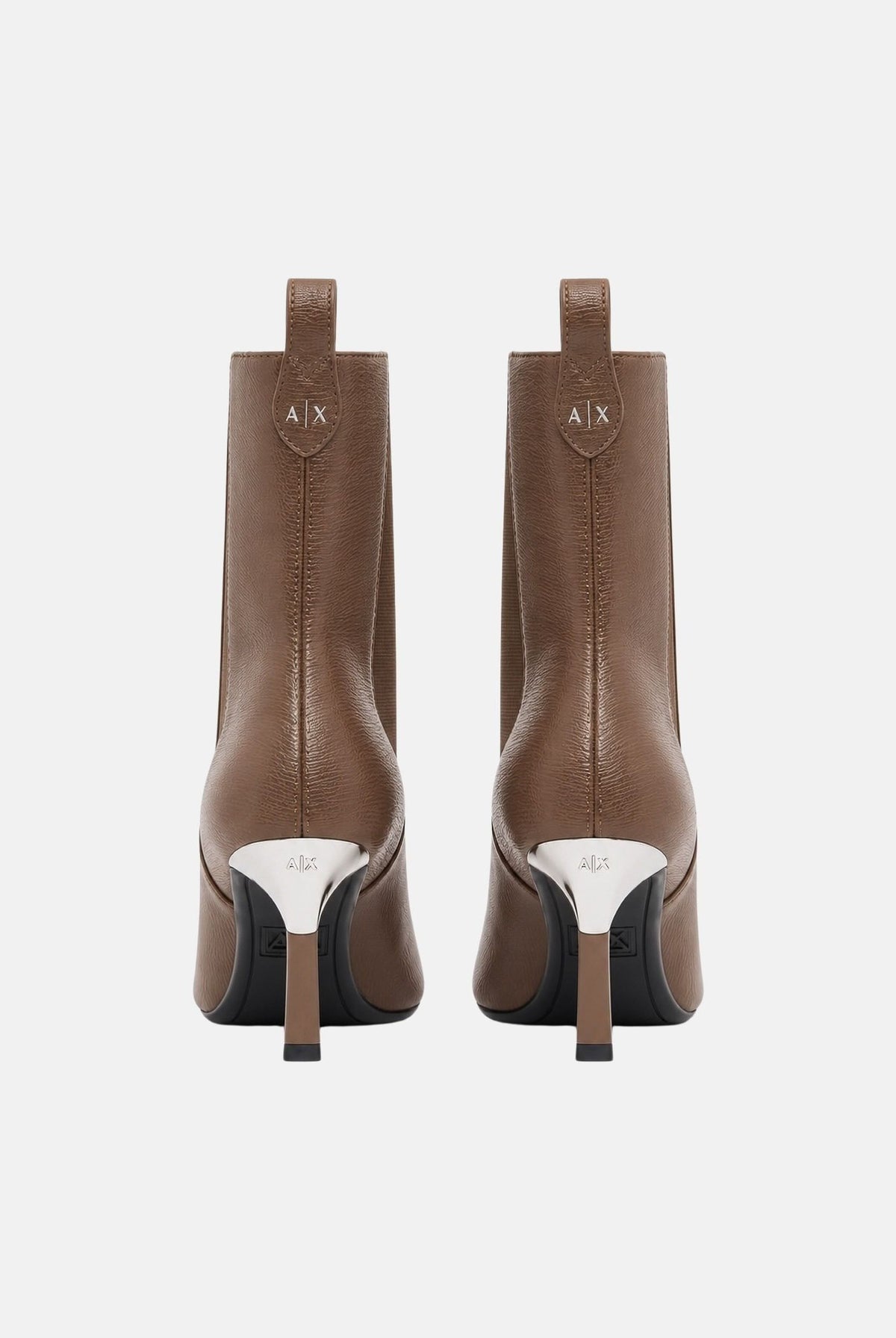 ARMANI EXCHANGE Stivali con tacco marionette-marrone per donna con tacco sottile, inserti elastici laterali e passante posteriore. XW003097AF27458 U6186 ARMANI EXCHANGE