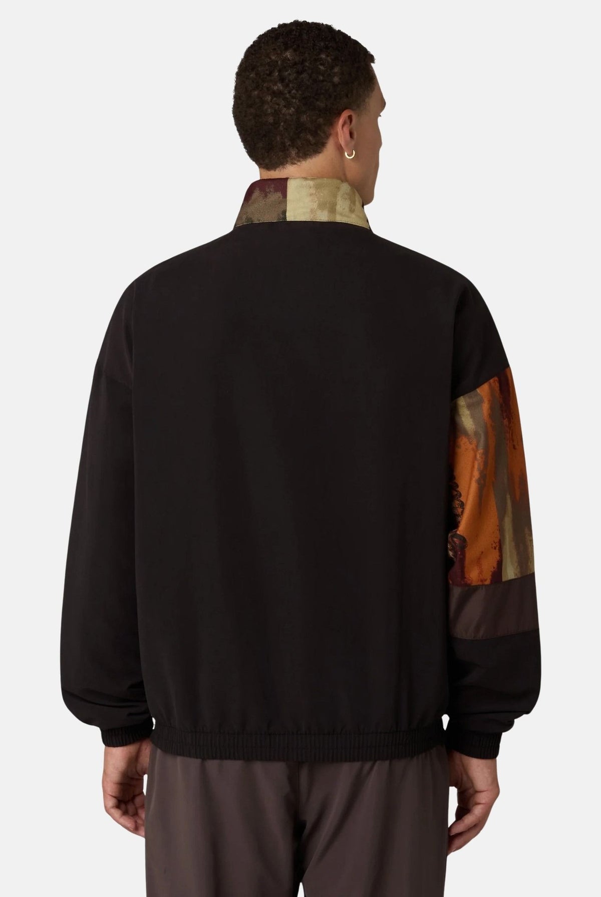 AUSTRALIAN Giacca a vento Rust Track Jacket marrone e nera per uomo con inserto fantasia geometrica etnica. ARUGC0020 003 AUSTRALIAN