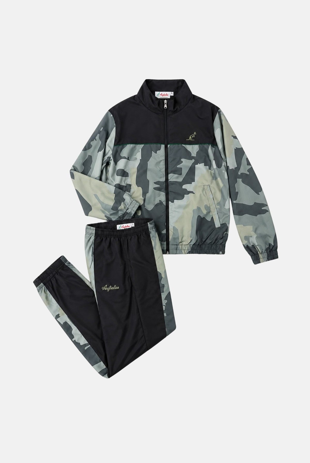 AUSTRALIAN Tuta nera per uomo con inserti stampati a fantasia camouflage, realizzata in microfibra SWUTU0173 003 AUSTRALIAN