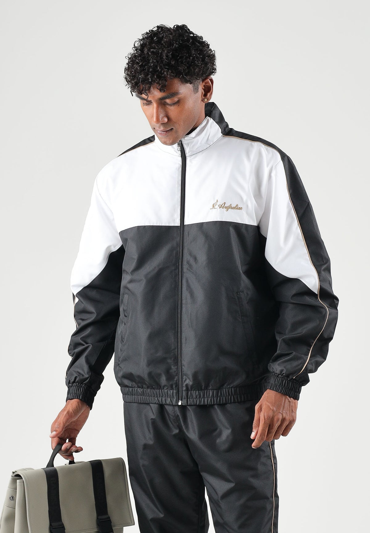 AUSTRALIAN Tuta sportiva POISON 2.0 IN BRICE SL nera per uomo con inserti bianchi a contrasto, realizzata in microfibra SWUTU0182 003 AUSTRALIAN