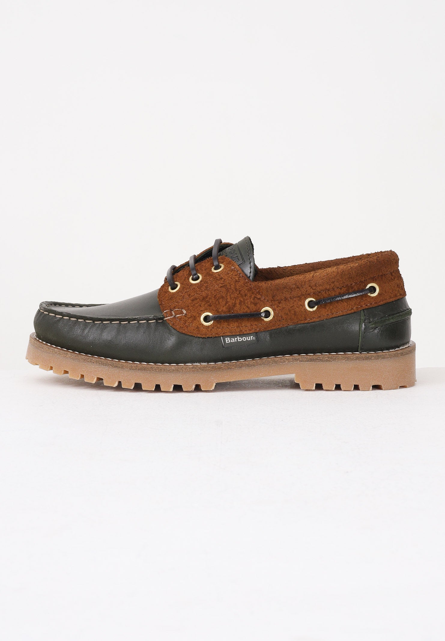 BARBOUR Mocassini Re-Engineered Deck verde e cuoio da uomo 252MMFO0795 OL37 BARBOUR
