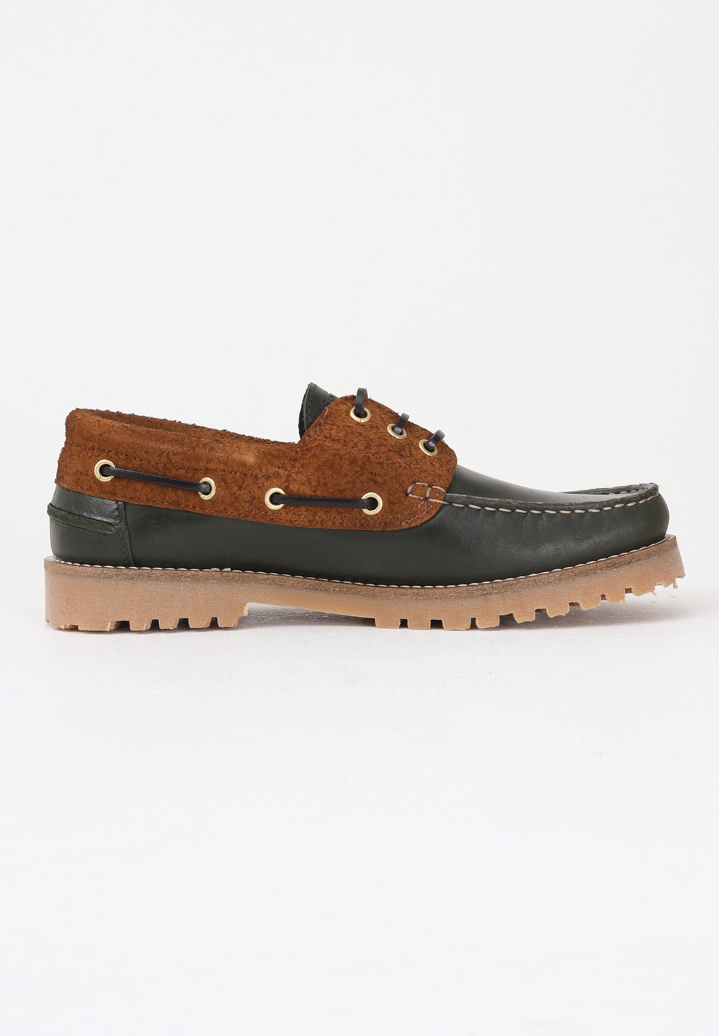 BARBOUR Mocassini Re-Engineered Deck verde e cuoio da uomo 252MMFO0795 OL37 BARBOUR