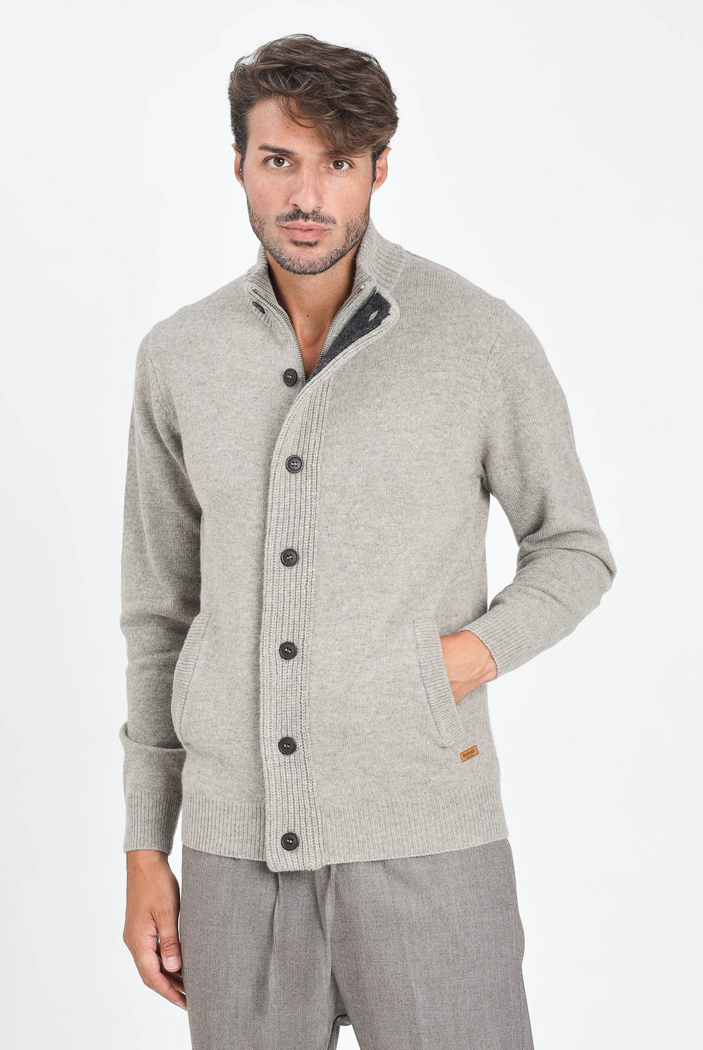 BARBOUR Cardigan Patch beige da uomo 252MMKN0731 ST16 BARBOUR