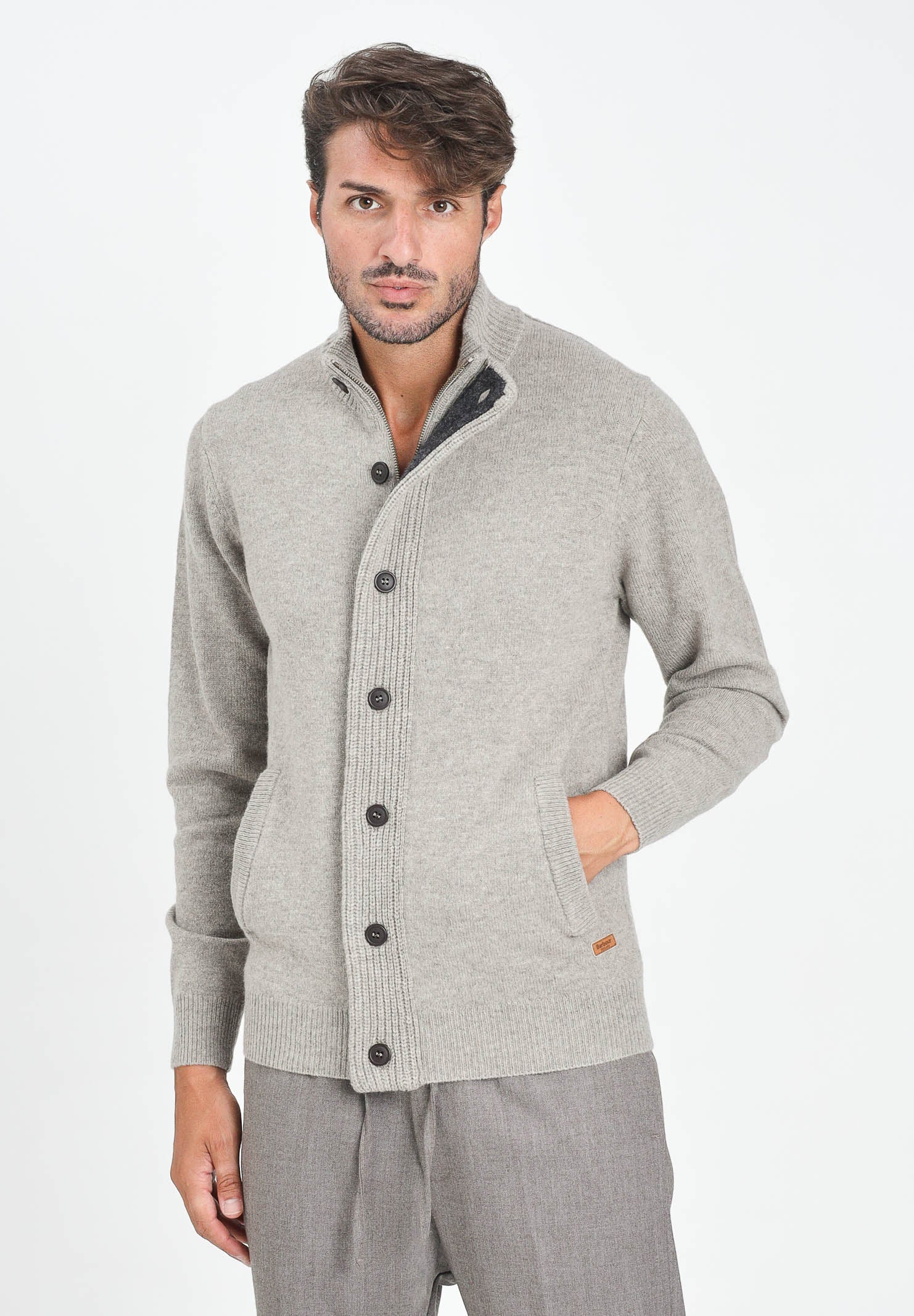 BARBOUR Cardigan Patch beige da uomo 252MMKN0731 ST16 BARBOUR