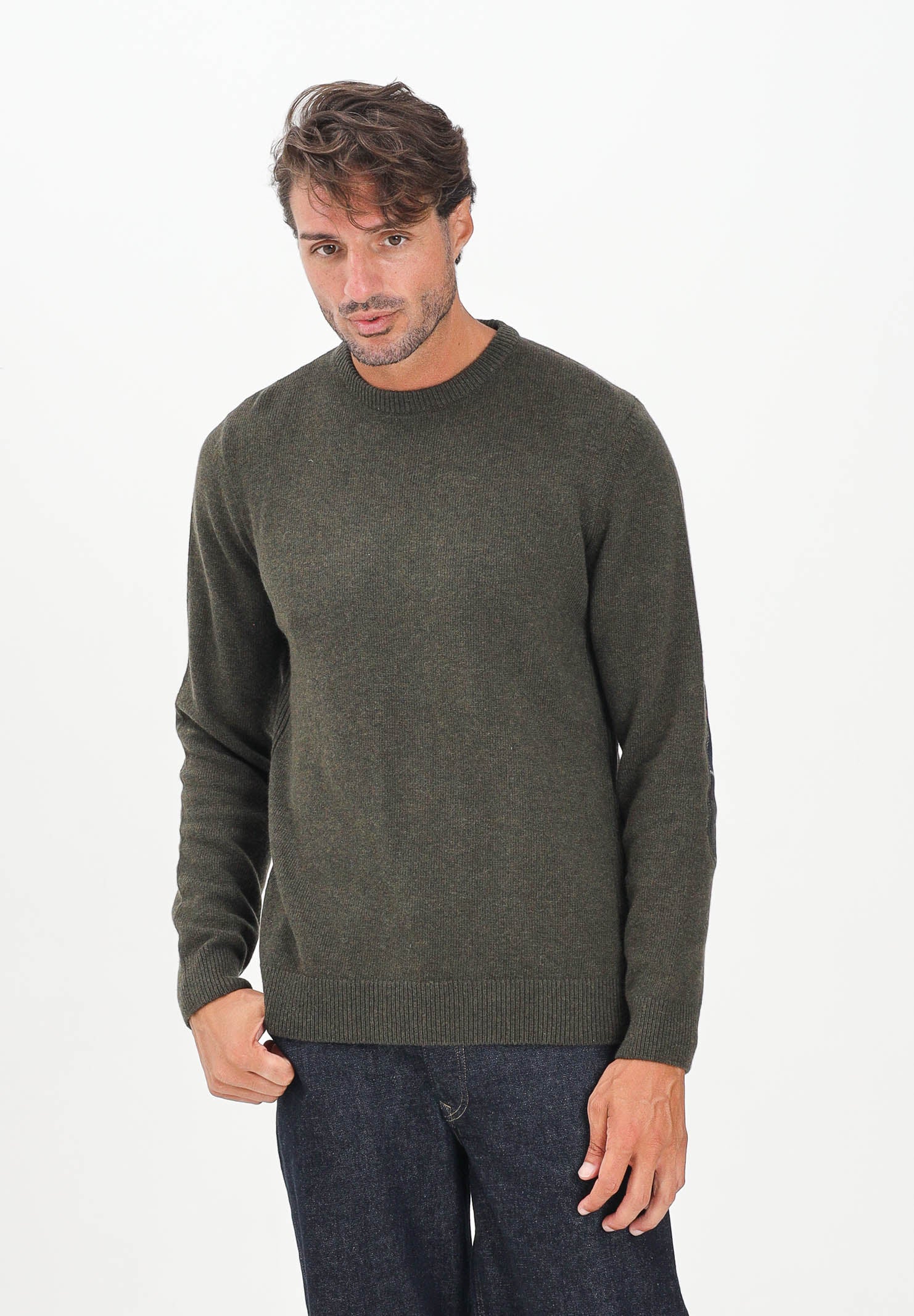 BARBOUR Maglione girocollo Holden verde da uomo 252MMKN1576 OL91 BARBOUR