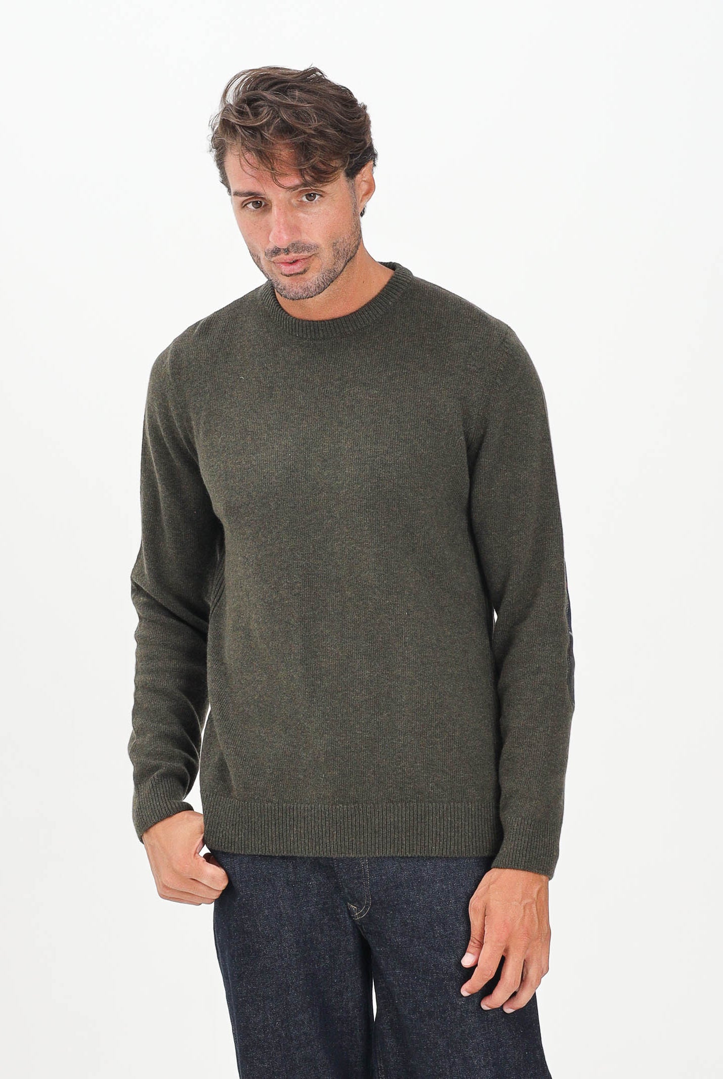 BARBOUR Maglione girocollo Holden verde da uomo 252MMKN1576 OL91 BARBOUR