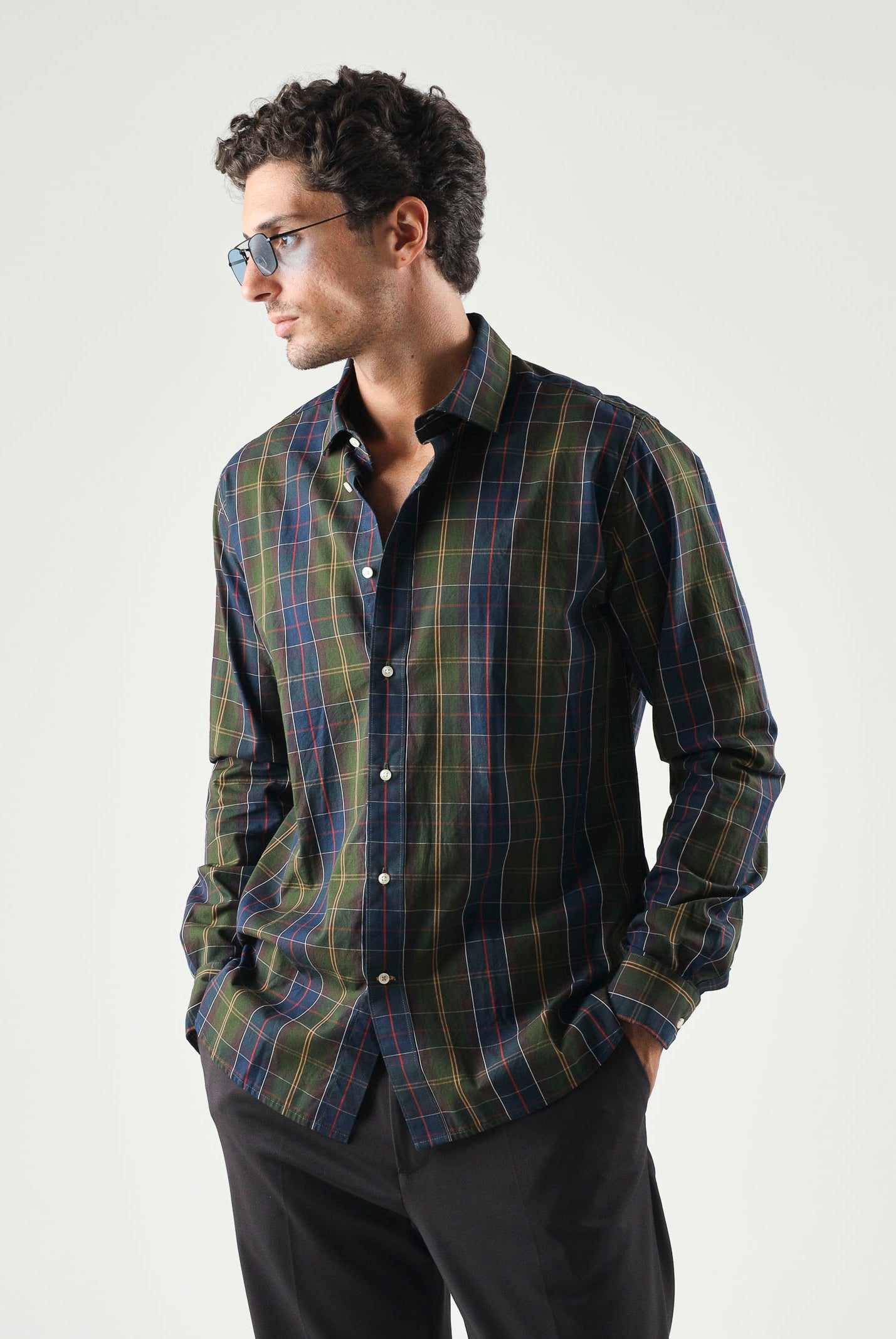 BARBOUR Camicia KENTON a manica lunga tartan verde da uomo 252MMSH5689 TN11 BARBOUR