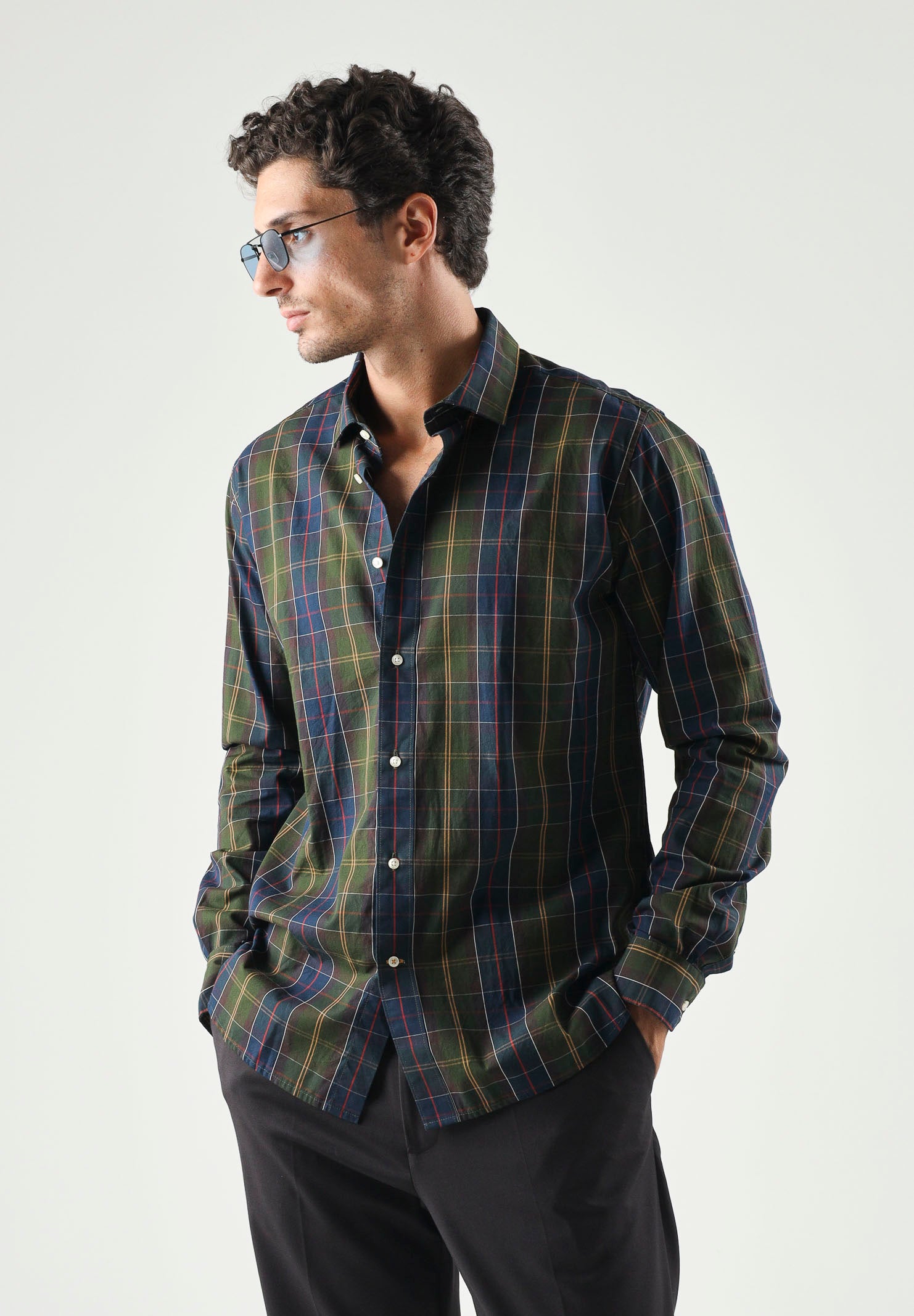 BARBOUR Camicia KENTON a manica lunga tartan verde da uomo 252MMSH5689 TN11 BARBOUR