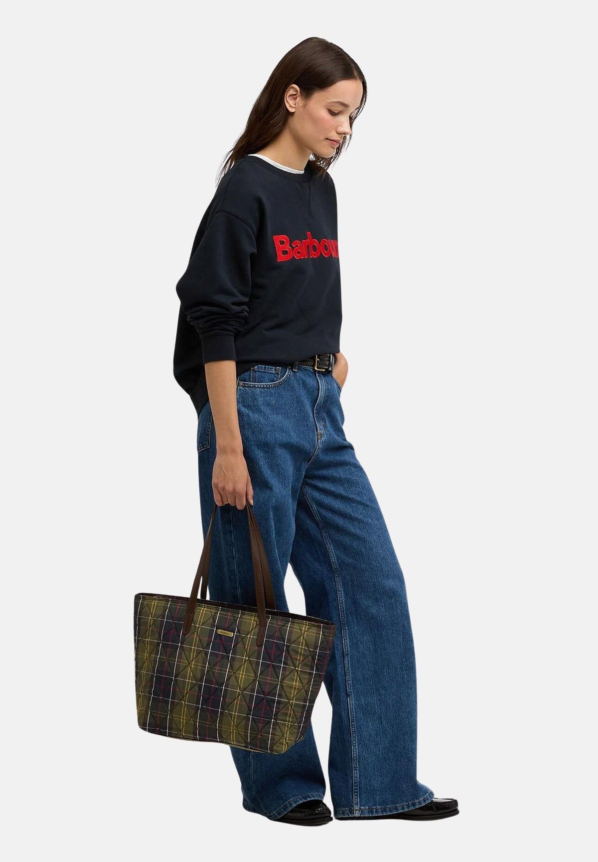 BARBOUR Shopper spalla WETHERHAM tartan verde e blu da donna con portamonete rimovibile<BR/> 261-LBA0344 OL71 BARBOUR