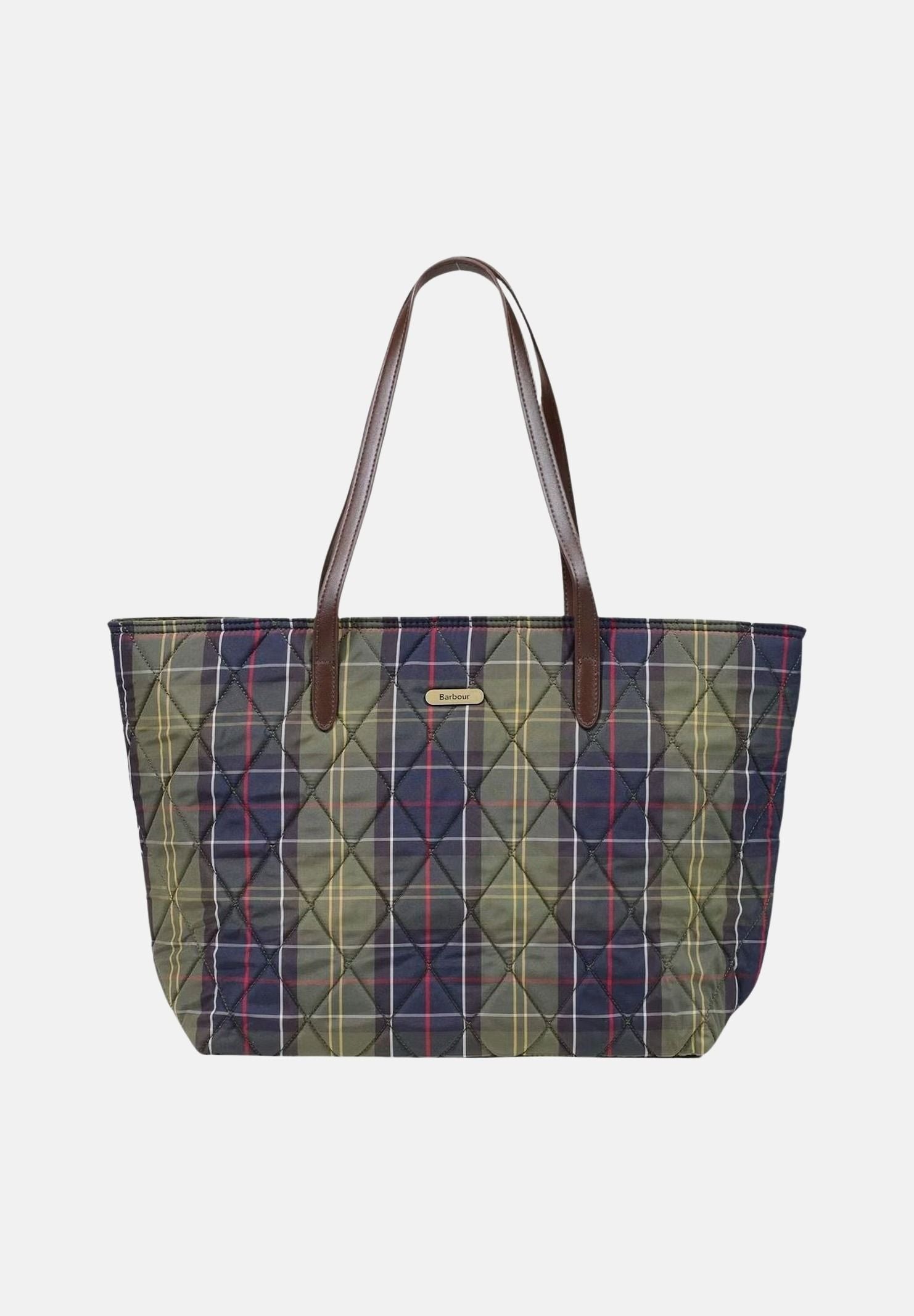 BARBOUR Borsa a spalla WETHERHAM QUILTED verde da donna con motivo tartan classico trapuntato 262MLBA0344 OL71 BARBOUR