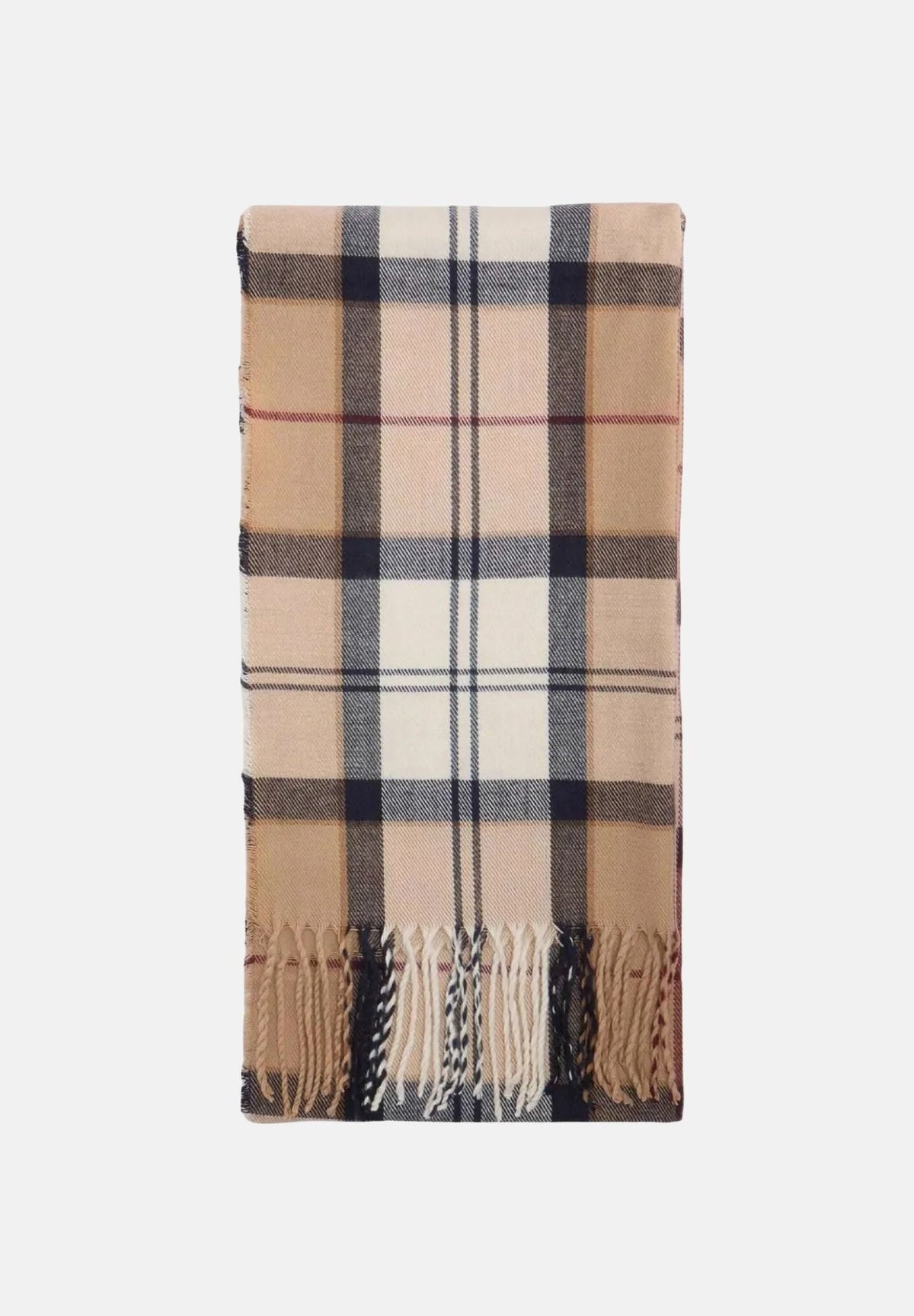 BARBOUR Set berretto e sciarpa TARTAN SERAPE & BEANIE GIFT SET beige da donna con frange 262MLGS0054 BE31 BARBOUR