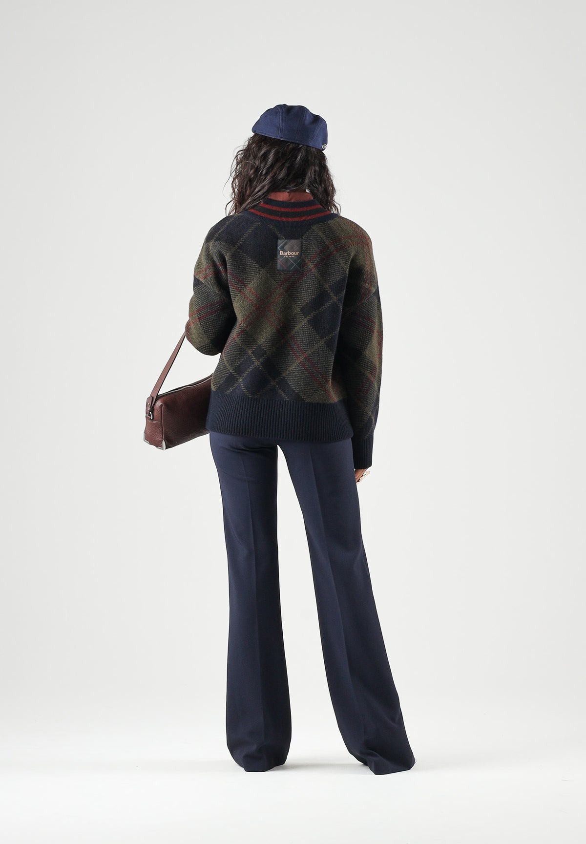BARBOUR Maglia scollo a V ASHLEY TARTAN verde da donna con motivo argyle 262MLKN1841 TN43 BARBOUR