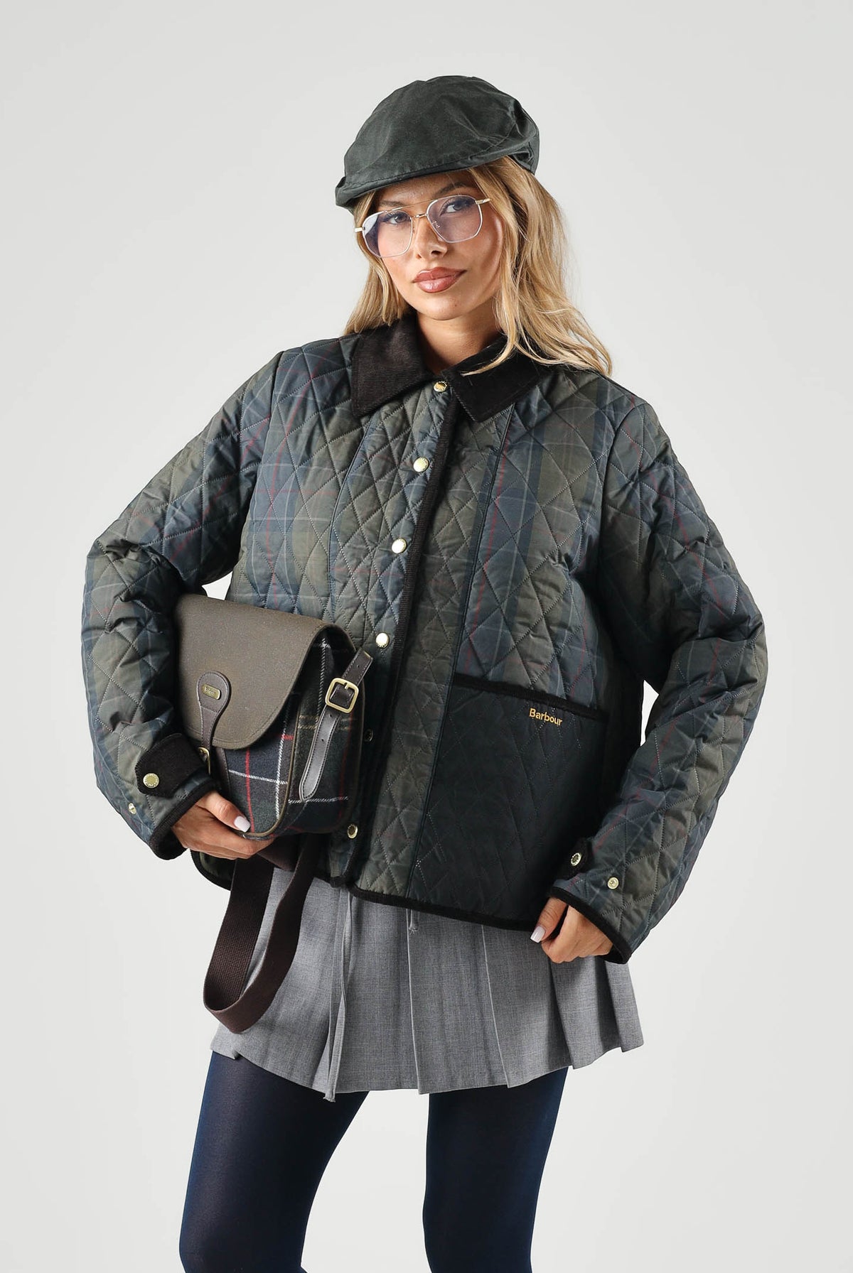 BARBOUR Piumino AINSDALE multicolor da donna con chiusura frontale e colletto in velluto a coste. 262MLQU1932 TN11 BARBOUR