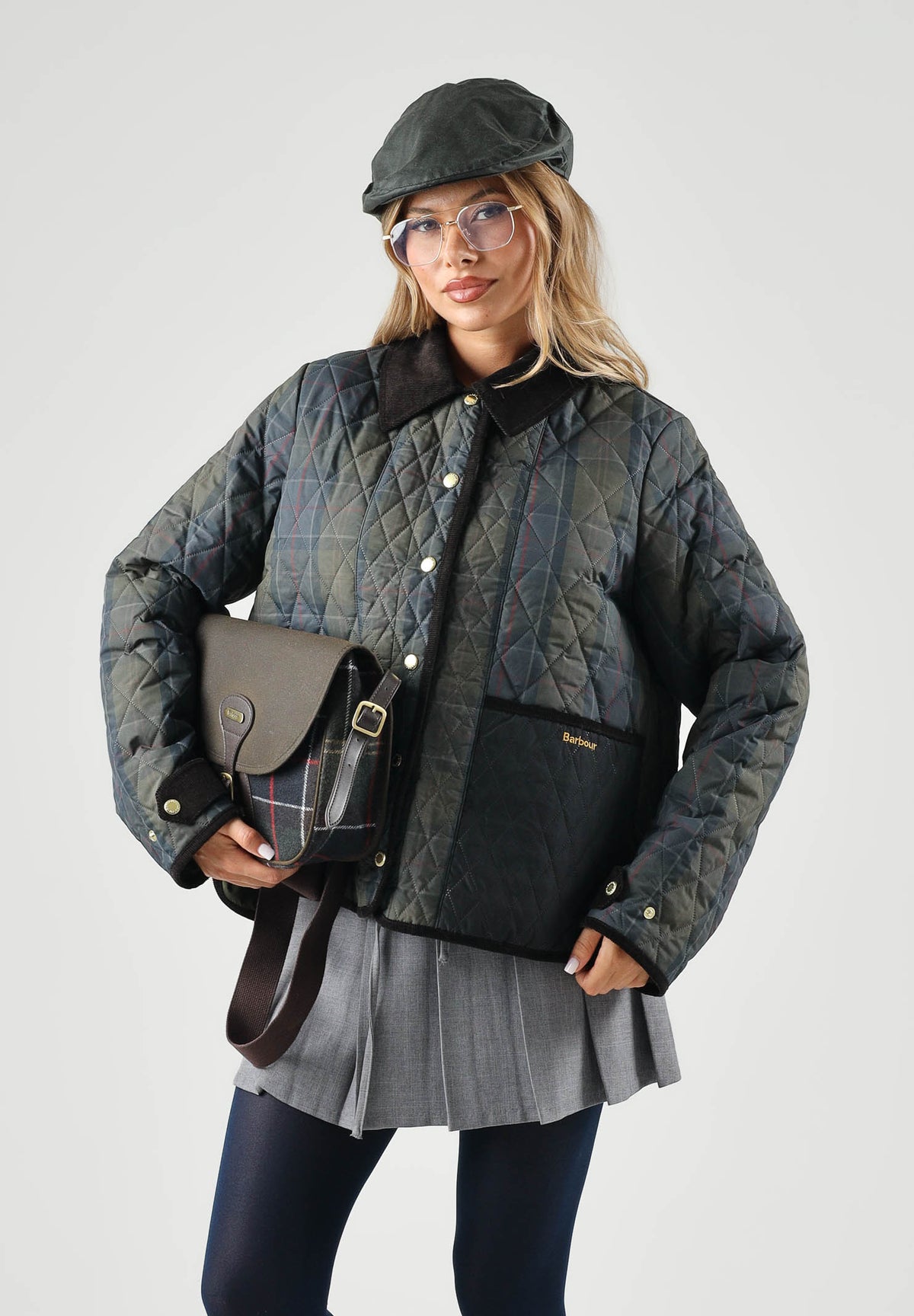 BARBOUR Piumino AINSDALE multicolor da donna con chiusura frontale e colletto in velluto a coste. 262MLQU1932 TN11 BARBOUR
