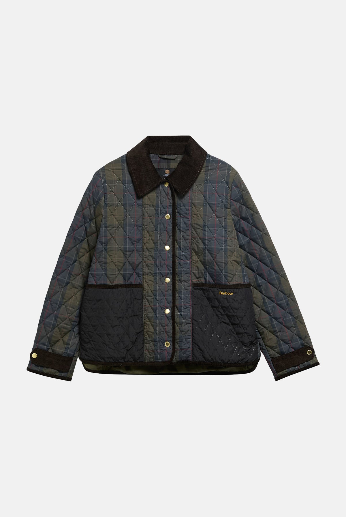 BARBOUR Piumino AINSDALE multicolor da donna con chiusura frontale e colletto in velluto a coste. 262MLQU1932 TN11 BARBOUR