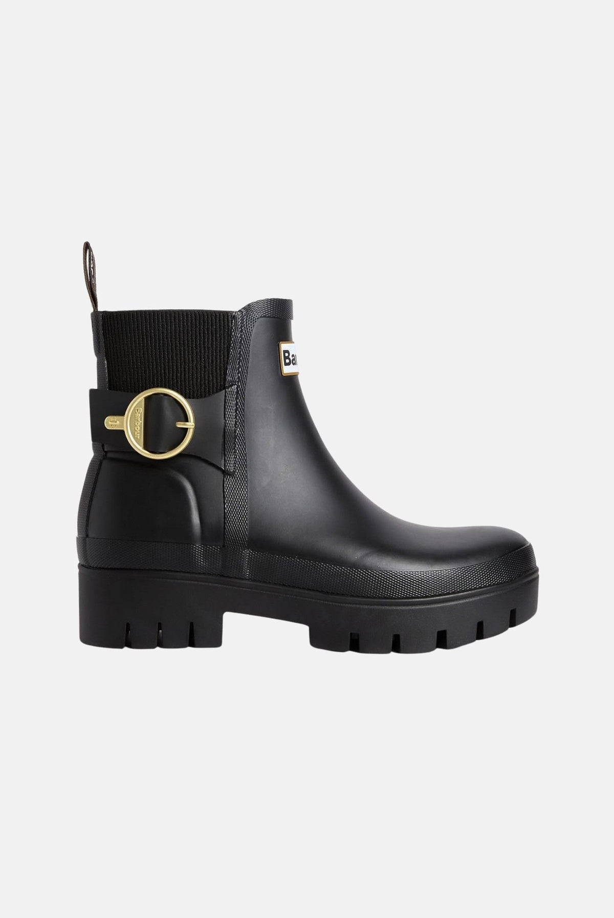 BARBOUR Stivaletti-tronchetti BANBURY CHELSEA neri da donna con suola carrarmato e dettaglio fibbia laterale metallica. 262MLRF0142 BK11 BARBOUR