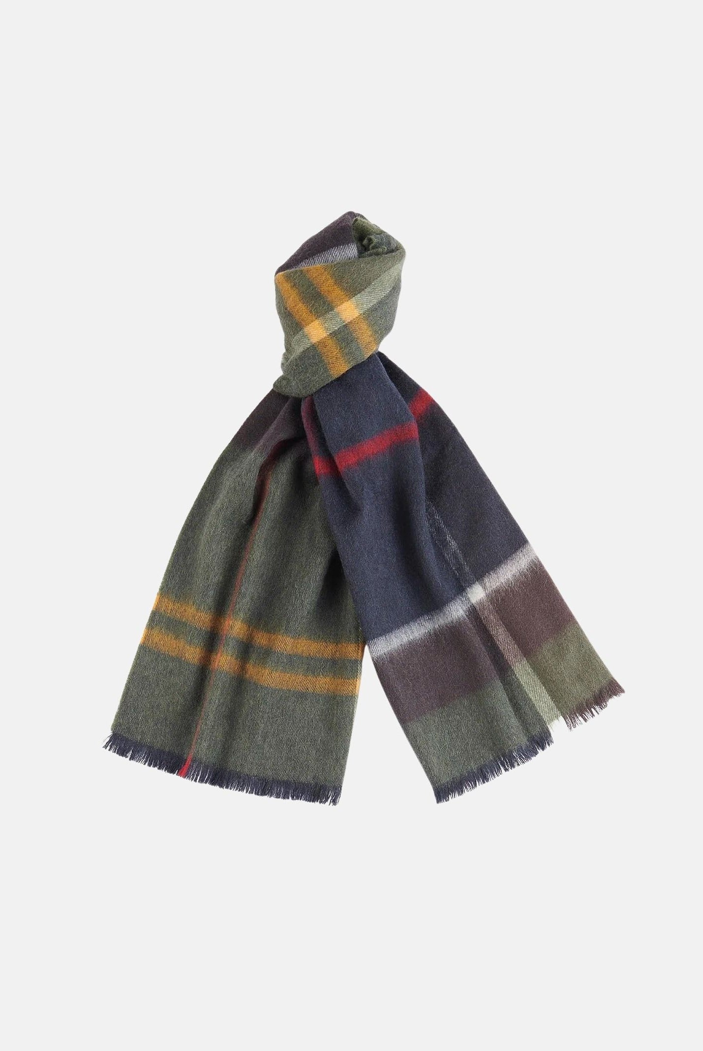 BARBOUR Sciarpa LAMBSWOOL WOVEN TARTAN tartan verde da donna con frange sui bordi 262MLSC0354 TN11 BARBOUR