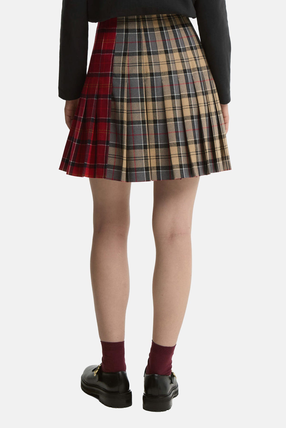 BARBOUR Gonna corta PATCHWORK verde-rossa da donna con lavorazione tartan e doppi cinturini 262MLSK0181 TN94 BARBOUR