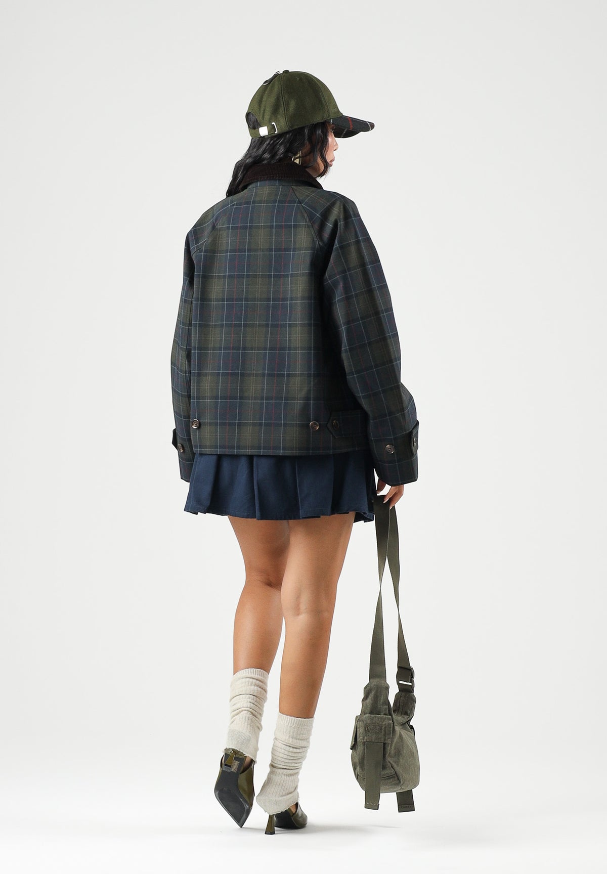 BARBOUR Giacca a vento SANDRA grigio e blu per donna con colletto in velluto a coste 262MLSP0350 NY92 BARBOUR